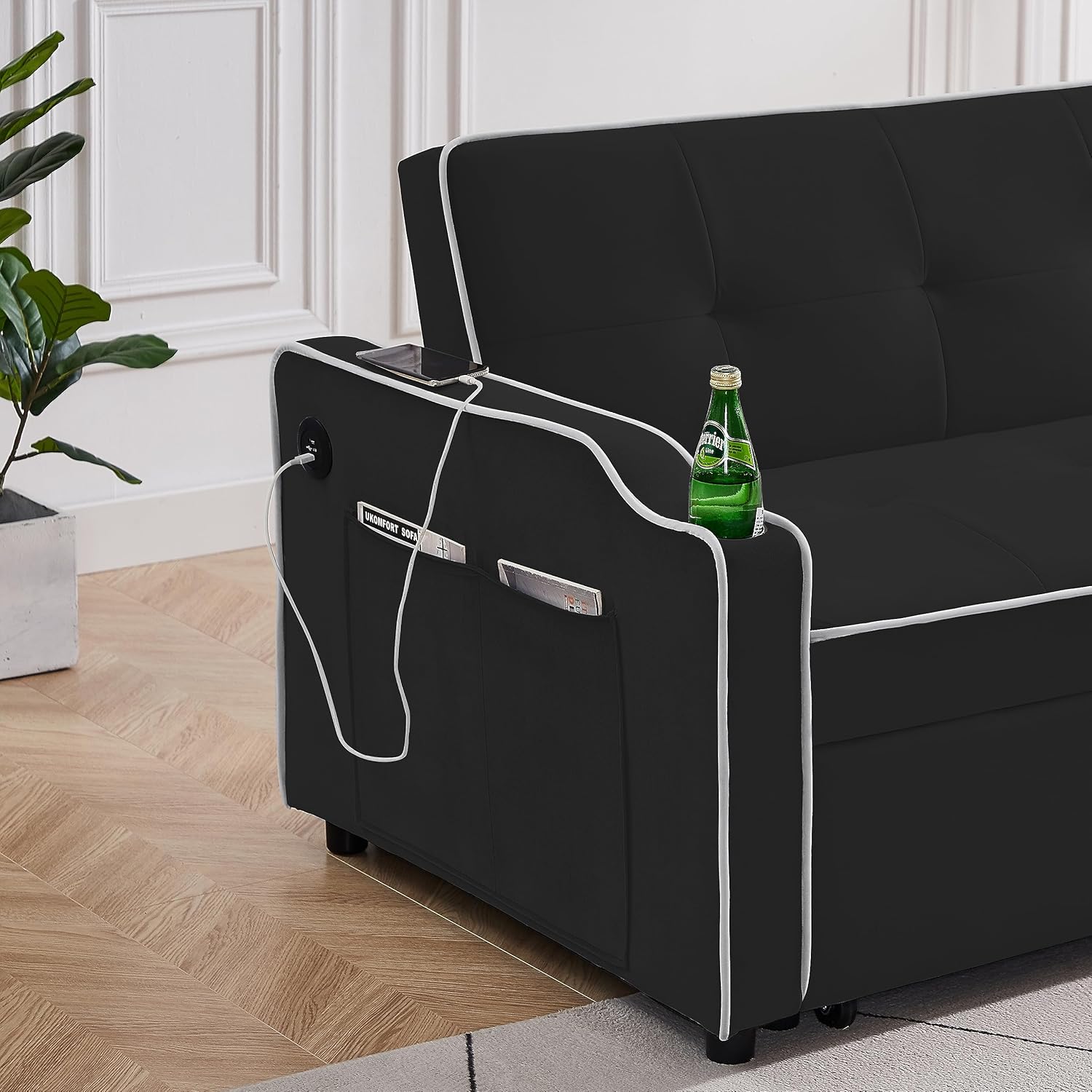 Sofá cama convertible moderno, sofá cama convertible capitoné tapizado para sala de estar, sofá cama cómodo de 2 plazas, sofá cama de 2 plazas,