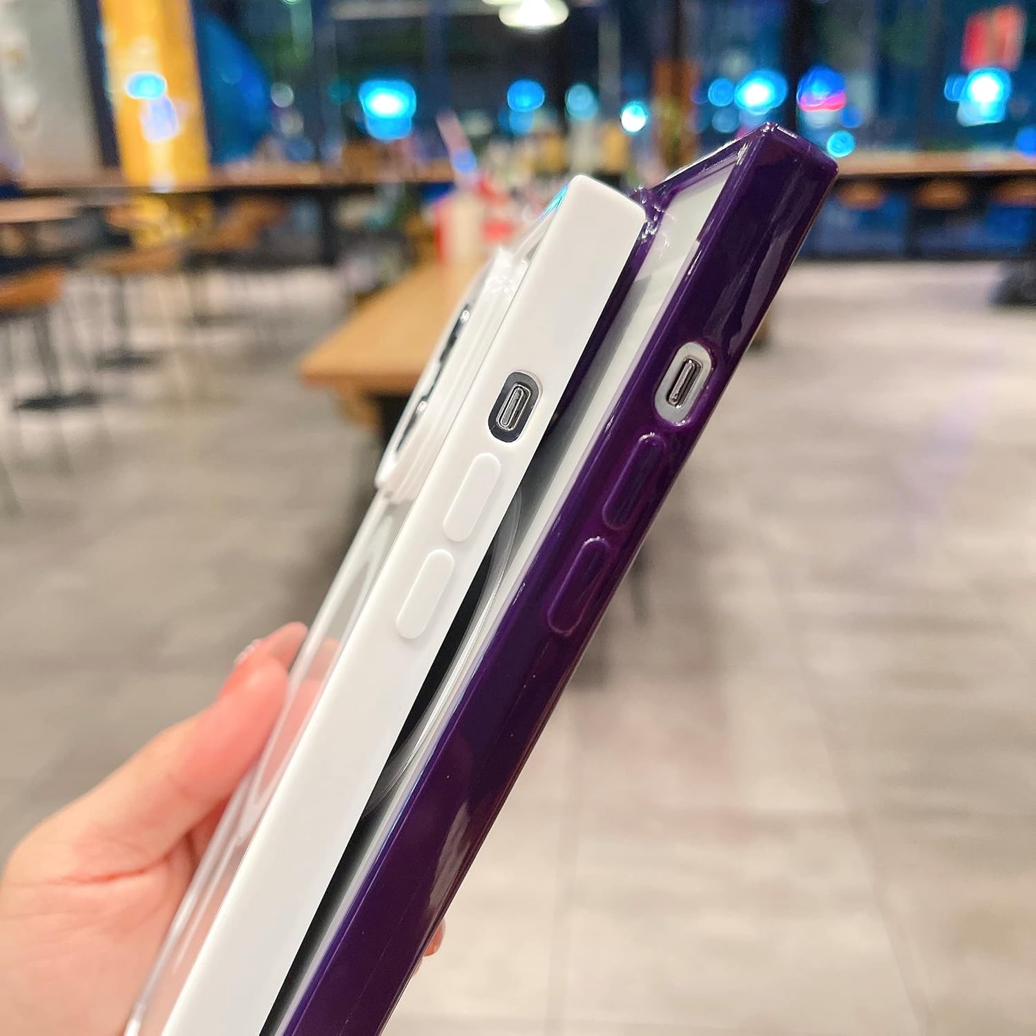 COCOMII Funda cuadrada compatible con iPhone 13 Pro, compatible con MagSafe, delgada, brillante, transparente, marco de color, fácil de sostener,