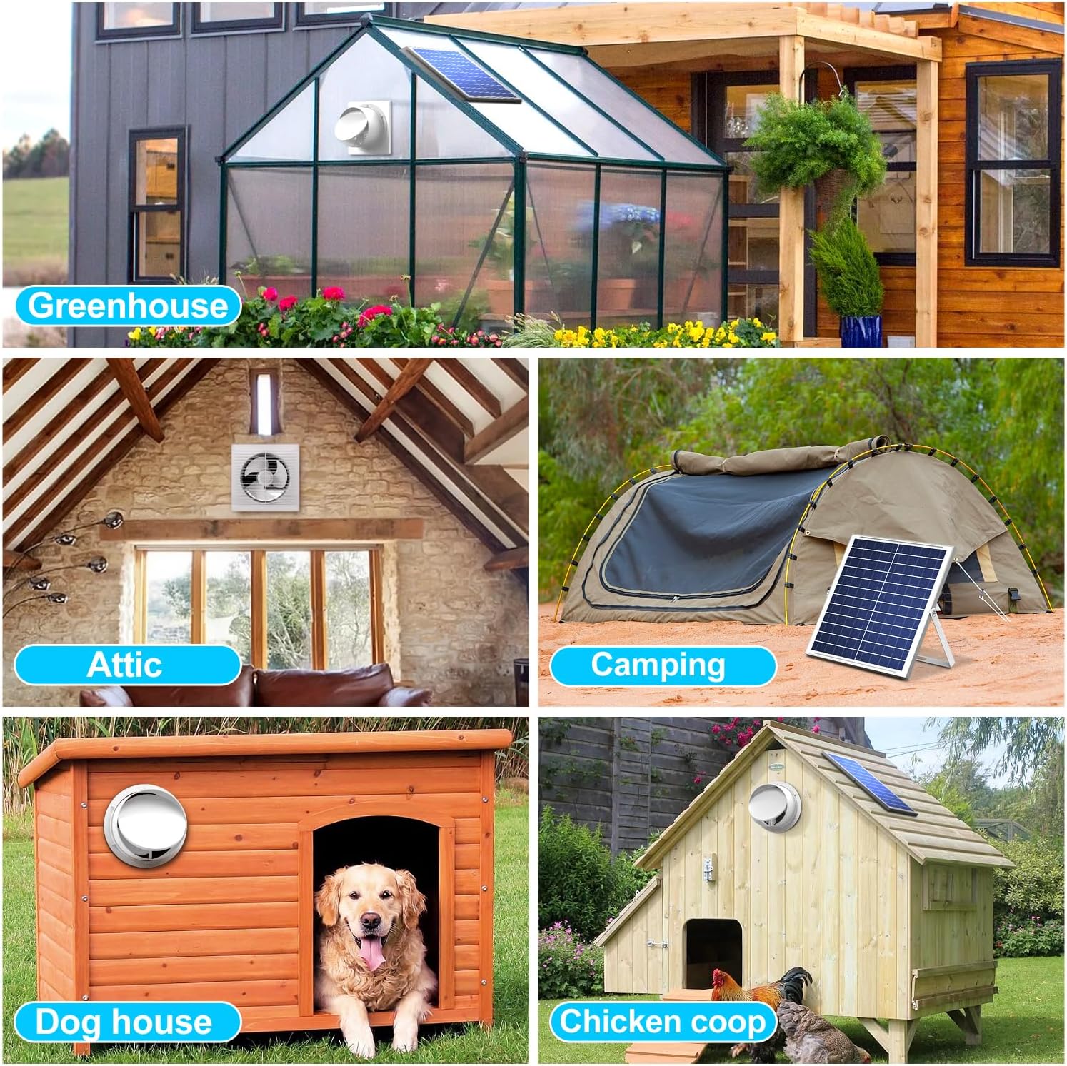 Ventilador de energía solar, panel solar impermeable IP65 de 20 W + potente ventilador de escape de 8 pulgadas, elimina el aire sucio, ventilador