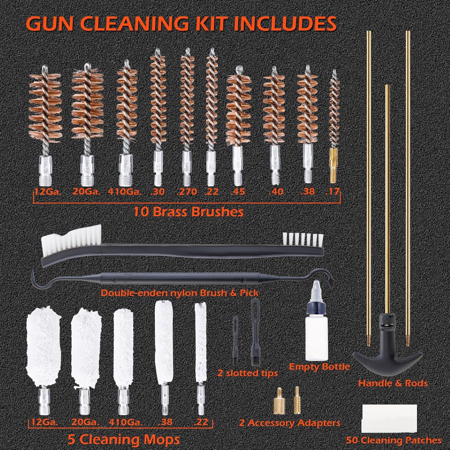 Gun Cleaning Kit Universal Brass Material with Aluminum Suitcase Rifle Cleaning Brushes Pistol Cleaning Kit 9mm Cleaning Kit Gun Cleaning Kits for