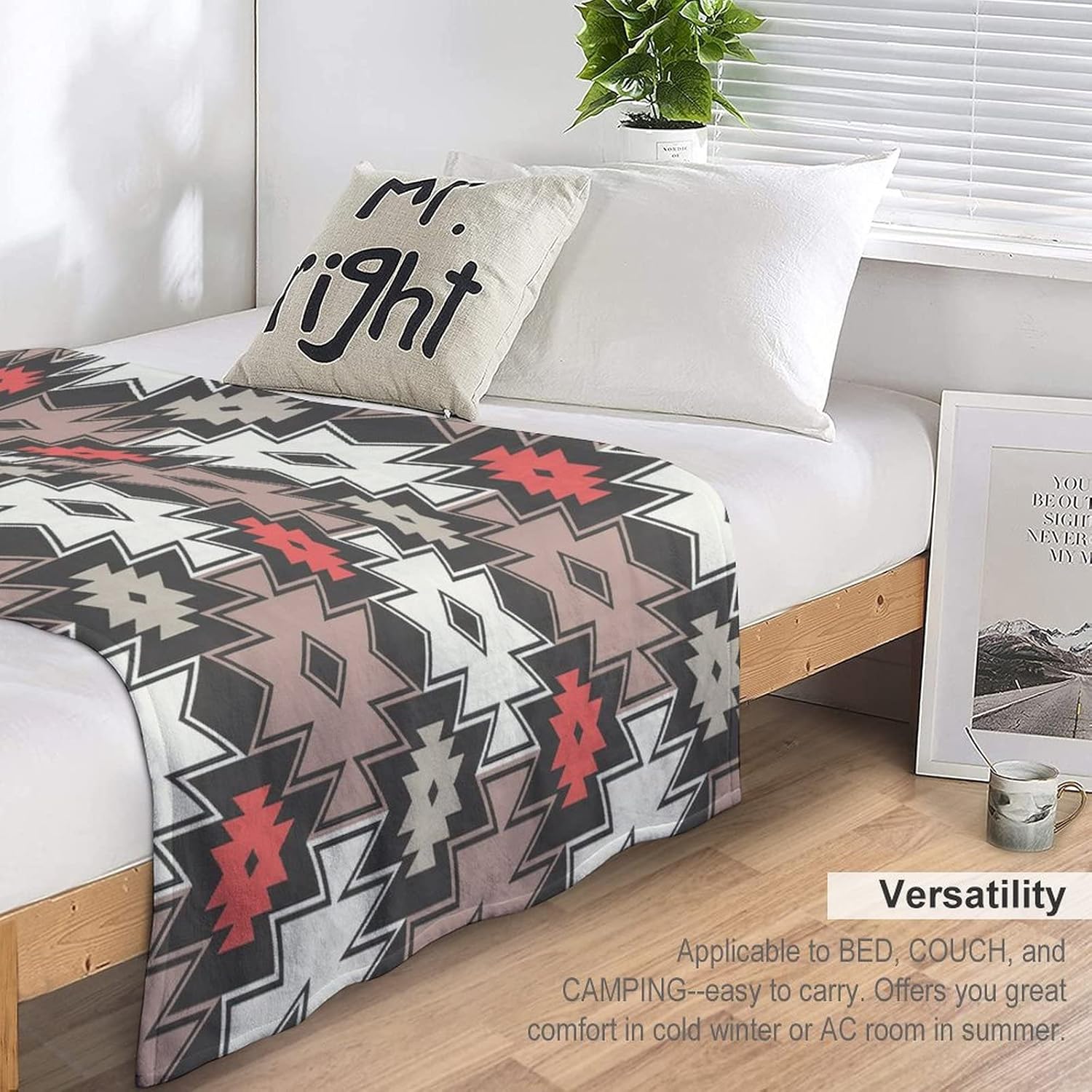 Aztec Manta bohemia, nativa americana, bohemia, étnica, tribal, a rayas, geométrica, bohemia, súper suave, manta de franela para cama y sofá