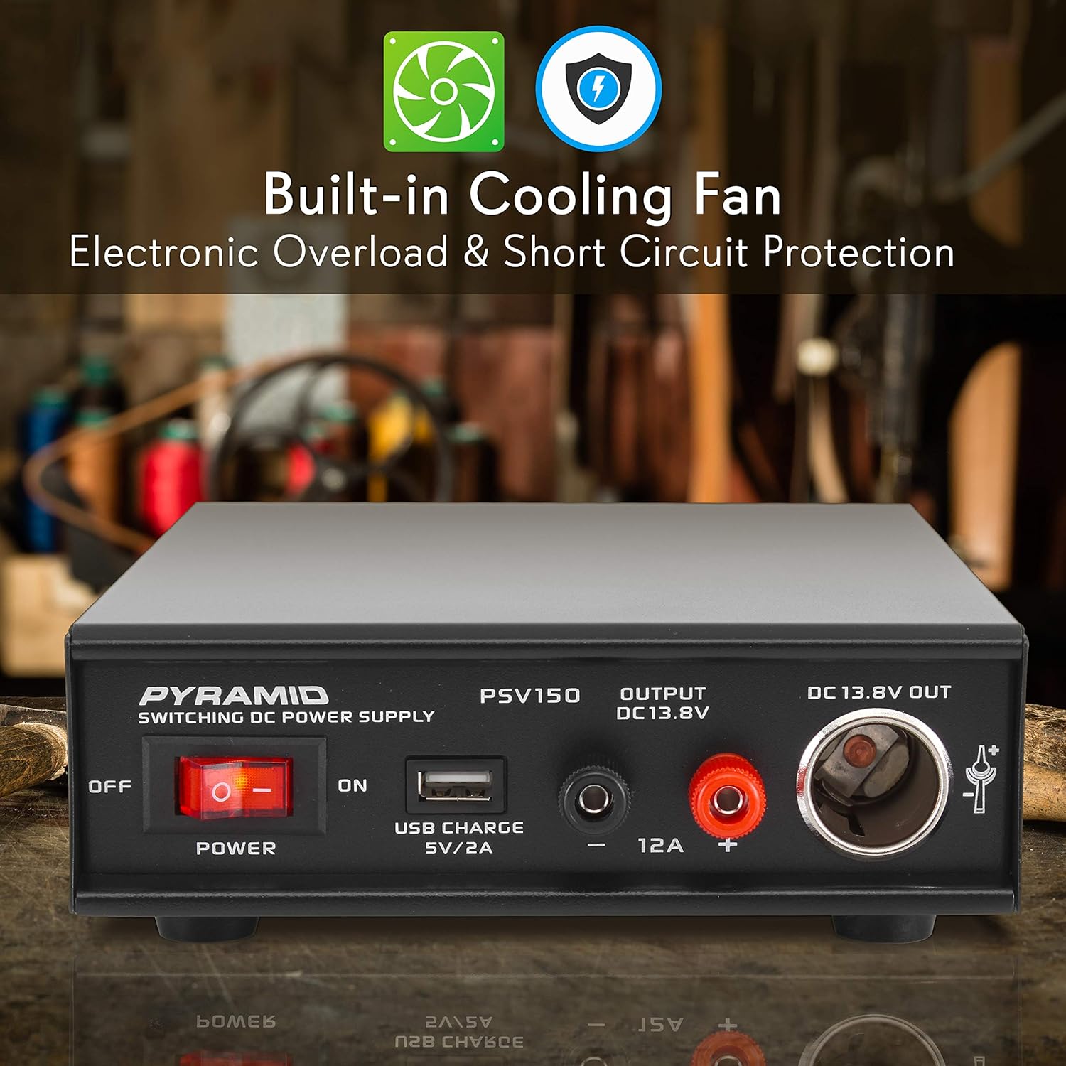 Pyramid Convertidor universal de fuente de alimentación AC-DC 12V entrada de CA dual de 115230V, puerto USB, terminal de tornillo para encendedor de