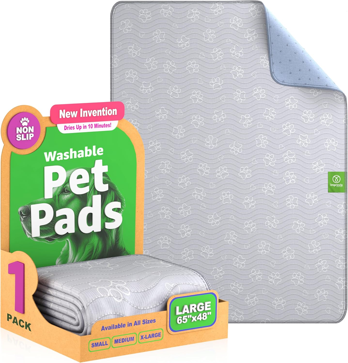 IMPROVIA Almohadilla lavable para mascotas, 65 x 48 pulgadas (paquete de 1)  Almohadilla reutilizable y ecológica para perros y gatos  Protección