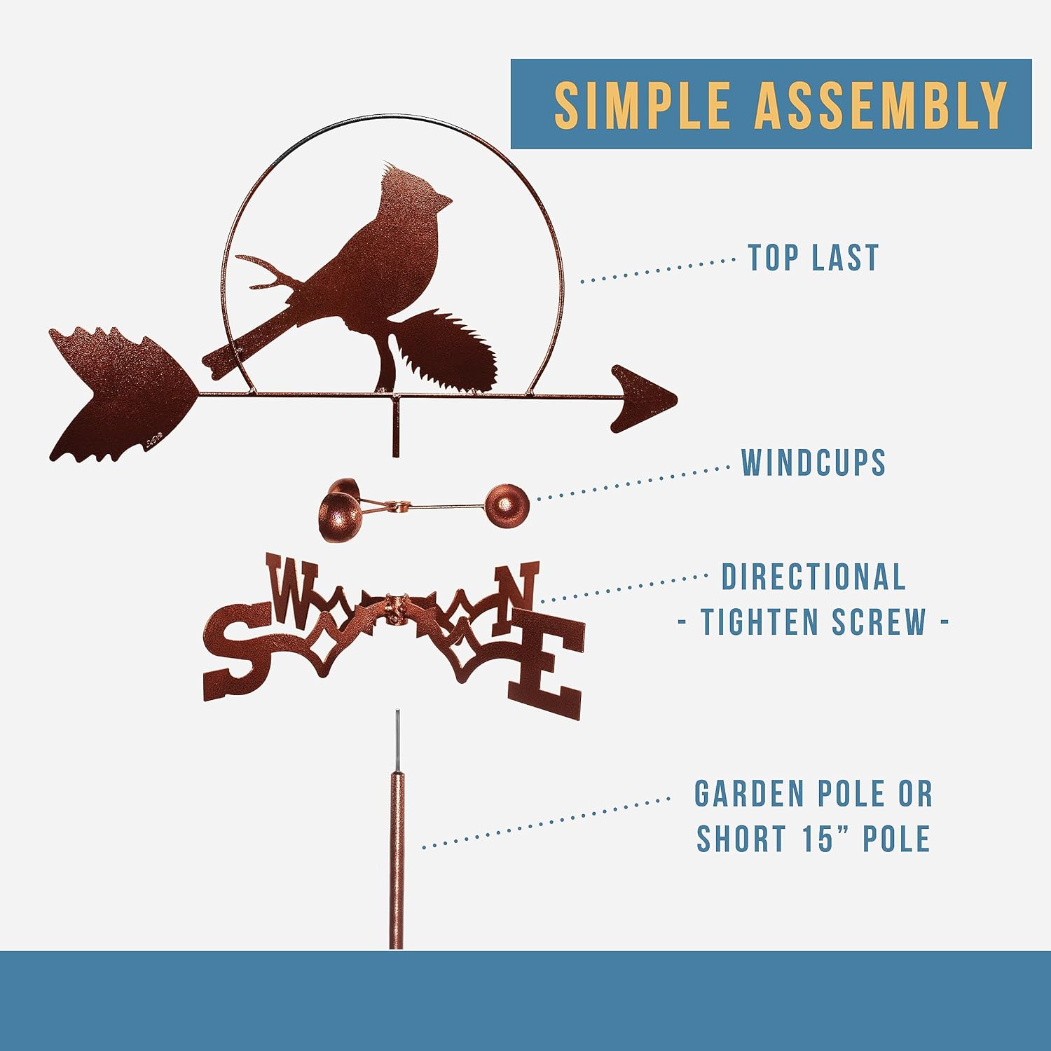 SWEN Products Veleta Cardinal RED Bird (soporte de techo incluido)