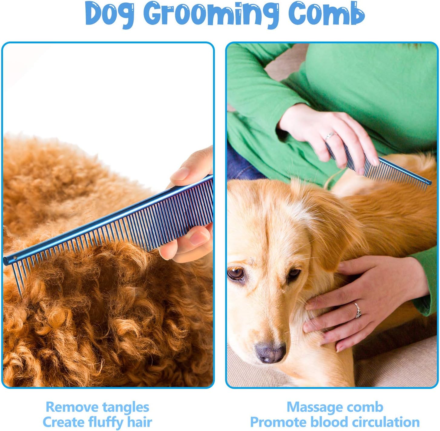 3 peines para perros para aseo de mascotas, peine de acero inoxidable de metal para cabello enmarañado, peines guía para mascotas para eliminar