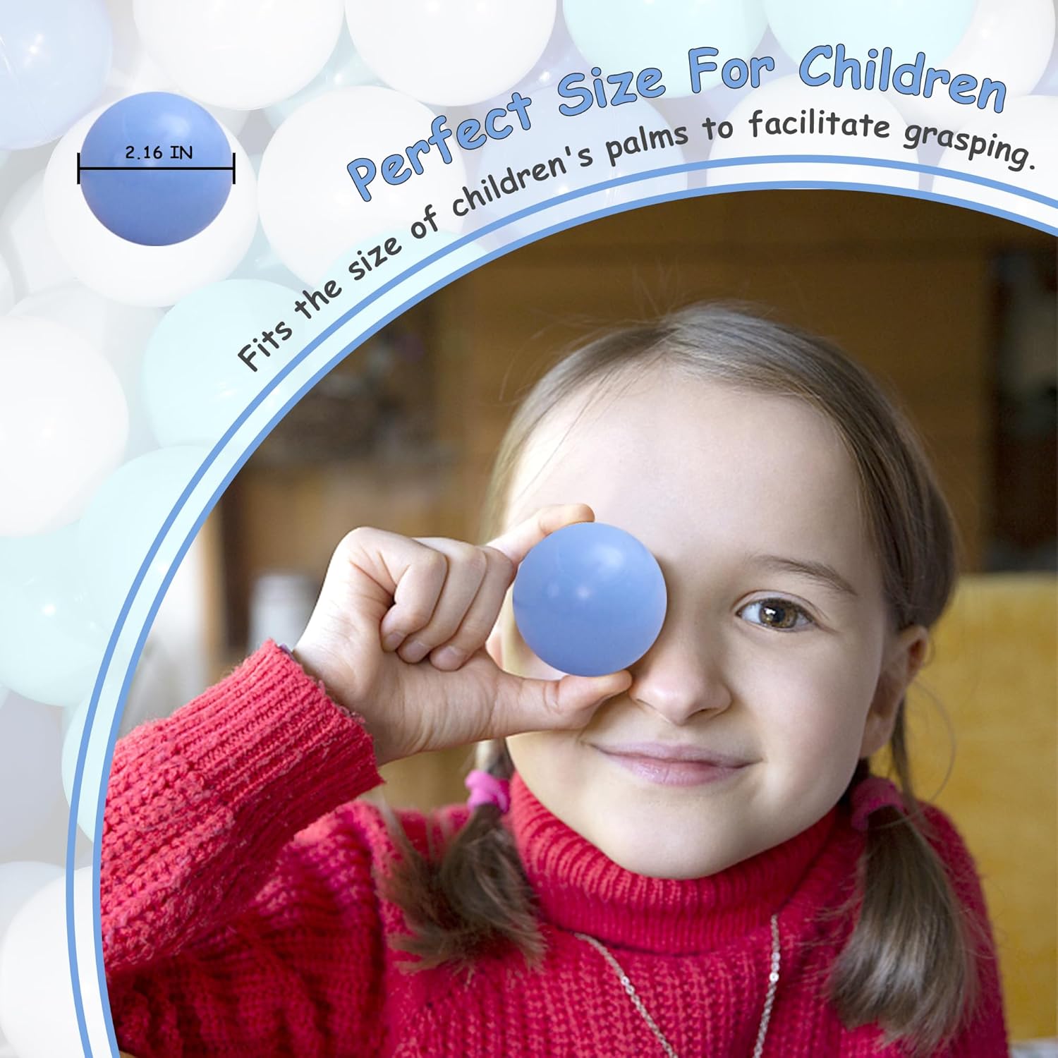 Pelotas para niños pequeños, 100 unidades, pelota de plástico sin BPA para niños y niños, bolas a prueba de aplastamiento de 2.16 pulgadas, juguetes