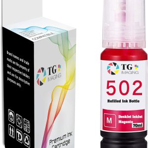 TG Imaging (1 paquete, Magenta) Botella de tinta recargable magenta T502 (2.4fl oz, 6000 páginas) utilizada para impresora Epson ET-4750 ET-3700 TG Imaging (1 paquete, Magenta) Botella de tinta recargable magenta T502 (2.4fl oz, 6000 páginas) utilizada para impresora Epson ET-4750 ET-3700