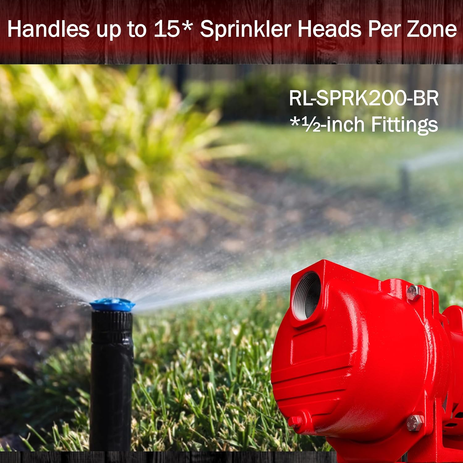 Red Lion RL-SPRK-200-BR, 230 voltios, 2HP, 77 GPH, bomba de riego con impulsor de latón, rojo, 97102002