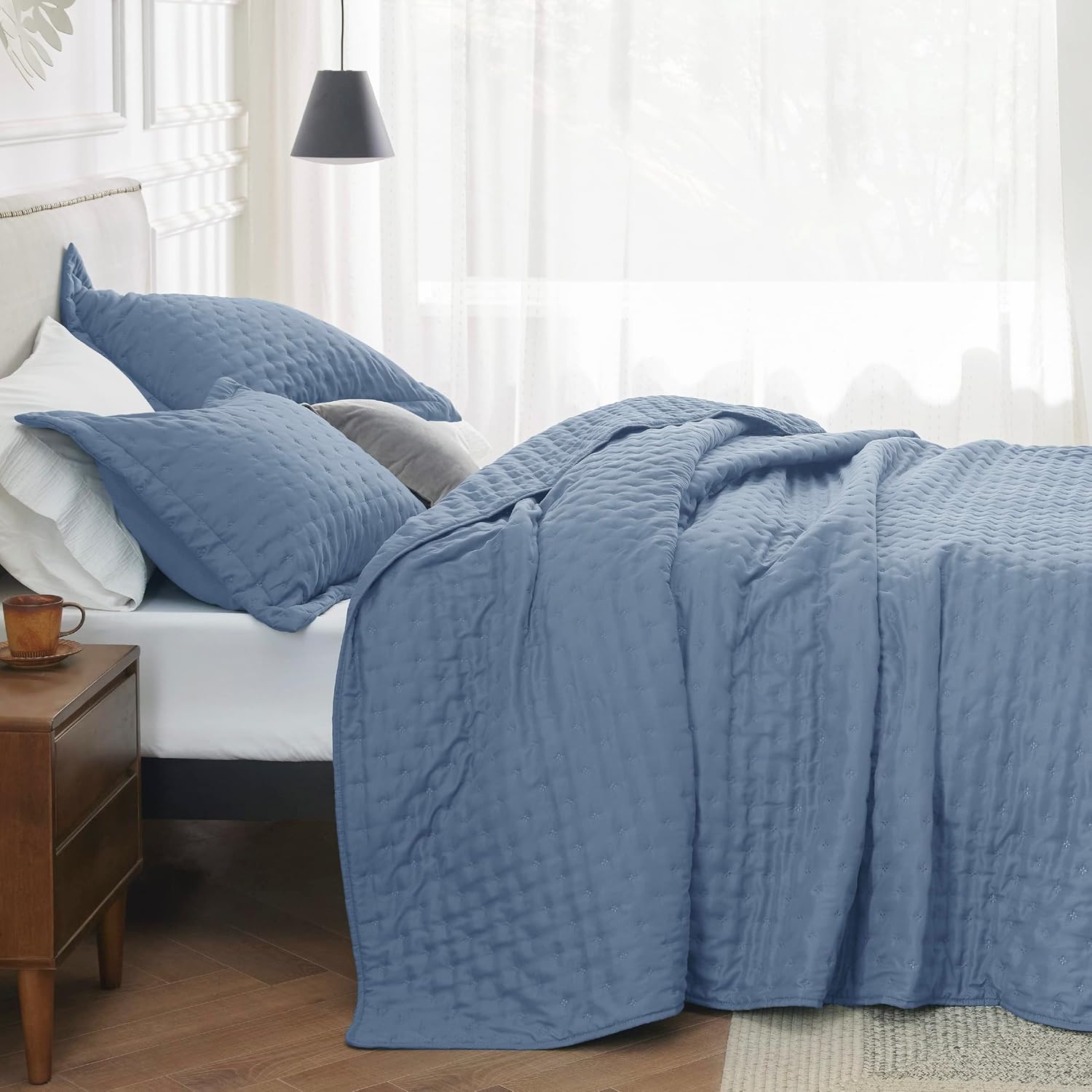 Bedsure – Juego de edredón individual extra largo. Juego de edredón ultrasónico suave individual. Colcha trébol de tamaño individual. Colcha ligera