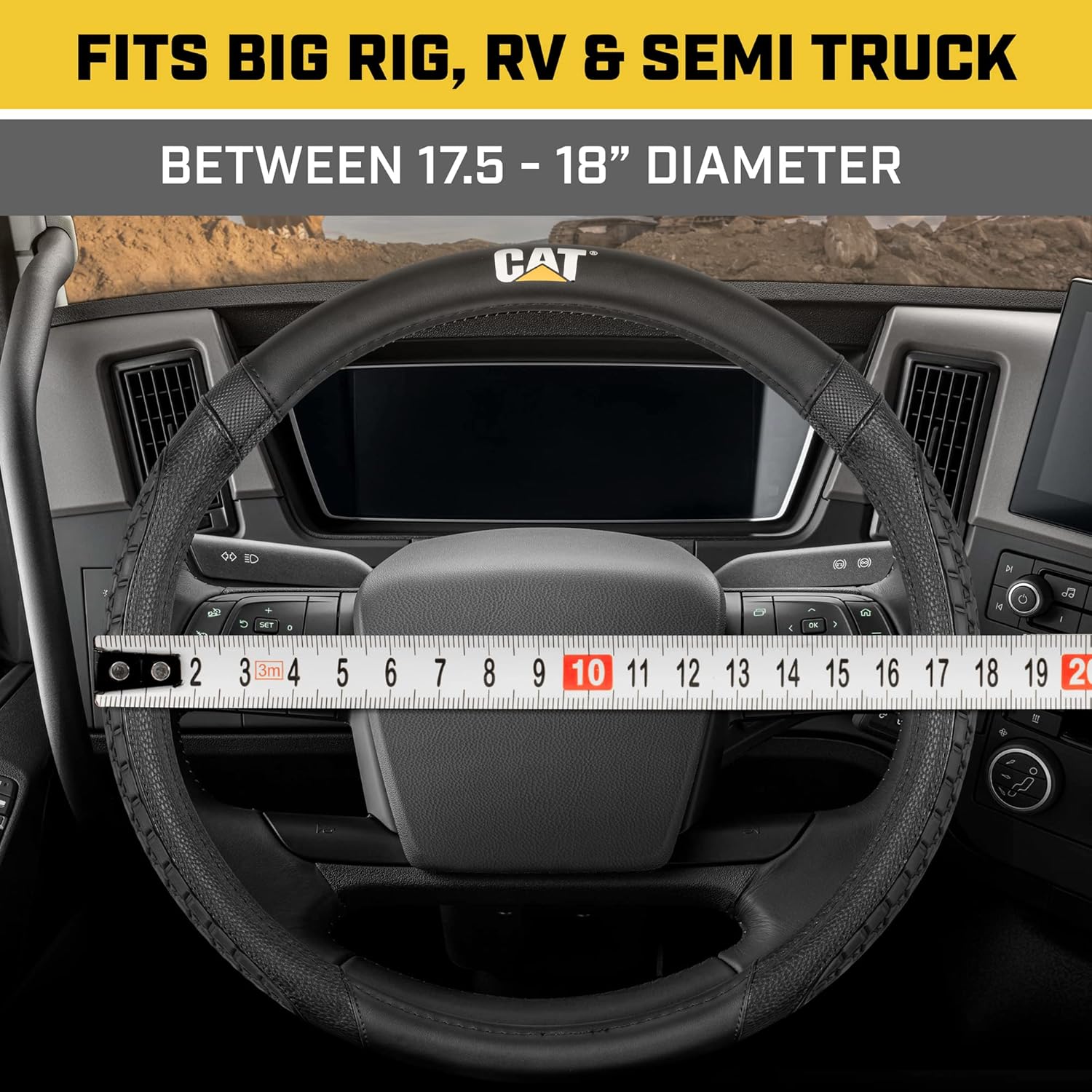 Cat DuraGrip – Funda para volante de automóvil, tamaño extra grande de 18 pulgadas, diseño de agarre de tracción inspirado en la banda de rodadura