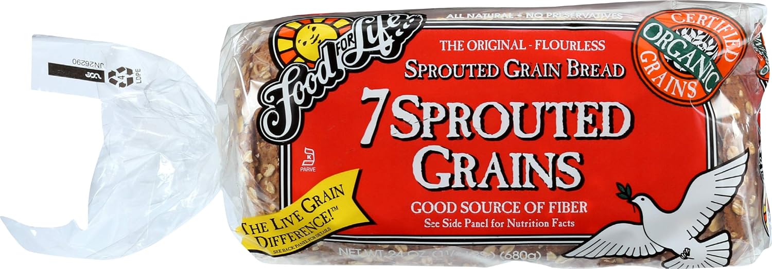 Food For Life Pan de grano germinado sin harina, 7 granos, 24 onzas (congelado)