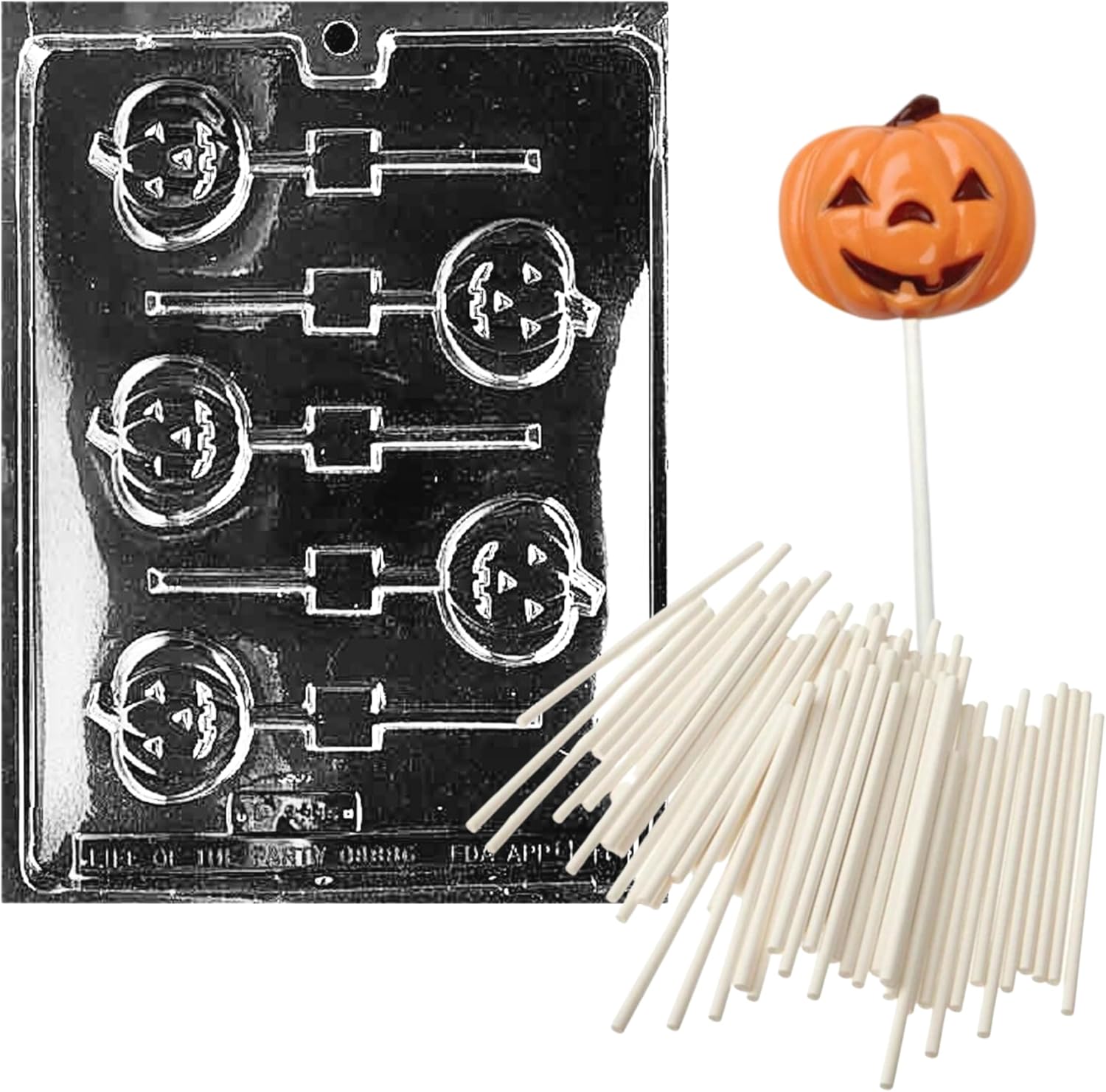 Moldes de chocolate para dulces y piruletas de Halloween con 36 palitos de paletas para celebración de fiestas y decoración. Poner en cupcakes