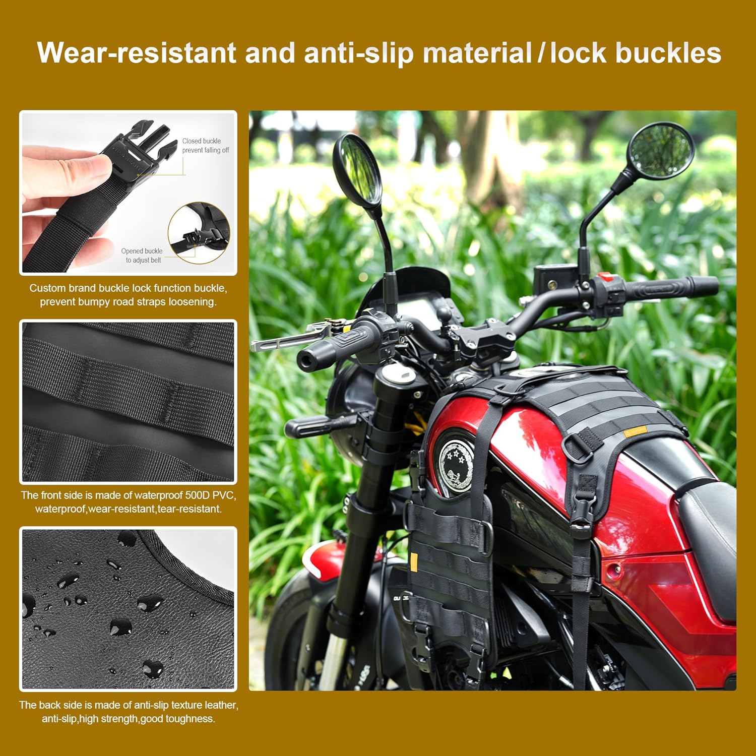 Colgante de montaje auxiliar izquierdo y derecho para tanque de motocicleta, accesorios de motocicleta aumentan el espacio de almacenamiento,