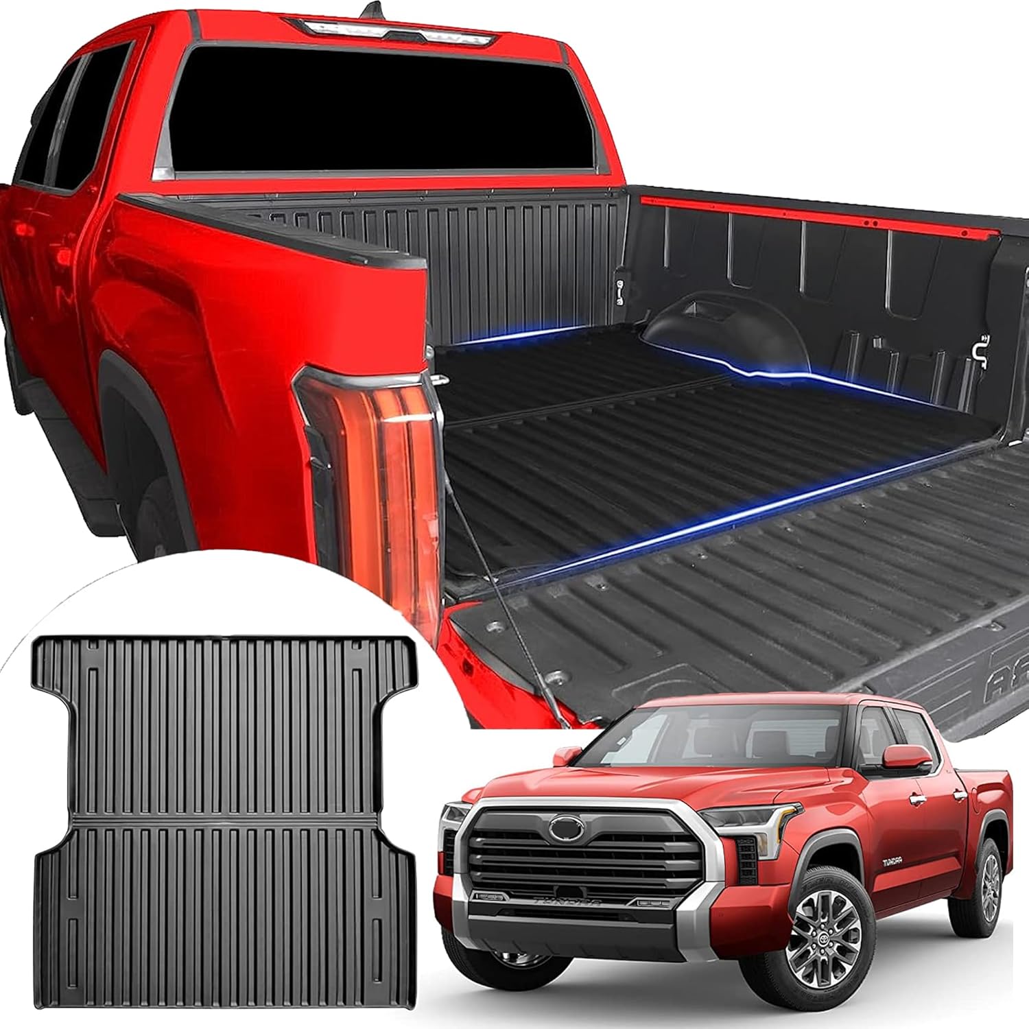 Tapete para caja de camioneta Toyota Tundra 2023 2022 (solo compatible con CrewMax con caja de 5.5 pies)  Protección para todo tipo de clima, forro