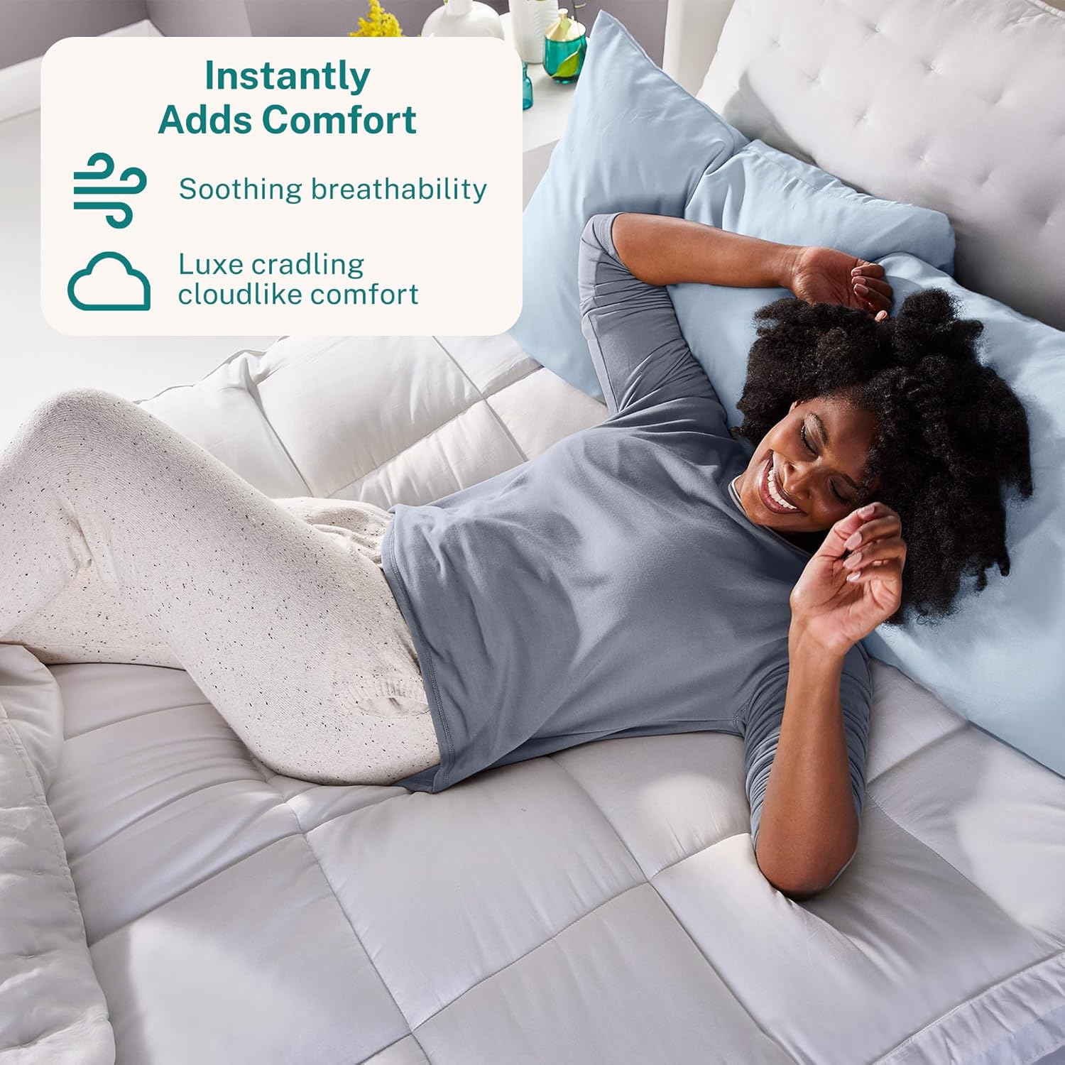 Sleep Innovations Cradling Cloud – Funda para colchón, tamaño King, protector de almohada acolchada, fibra de felpa cómoda