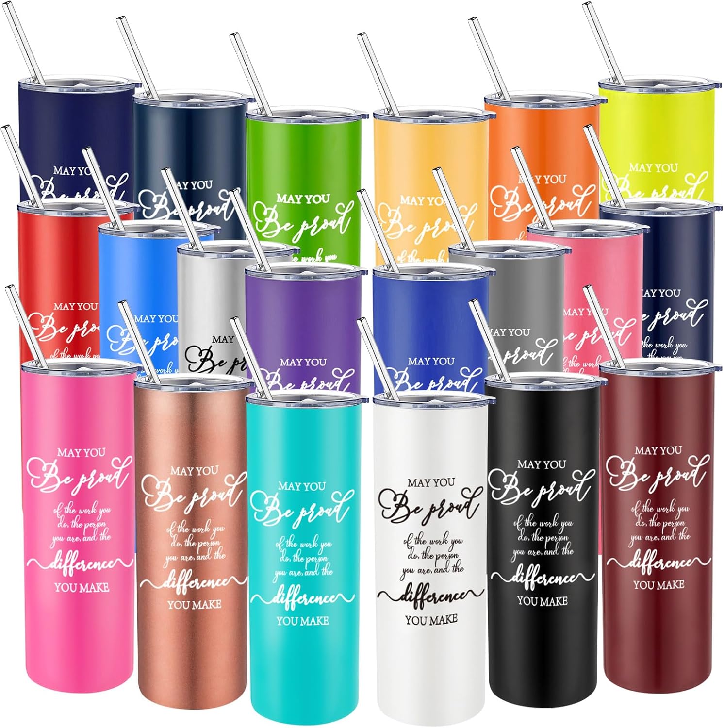 Norme 20 vasos de acero inoxidable de 20 onzas con texto en inglés “Thank You Gifts May You Be Proud of the Work You Do”, regalos de agradecimiento