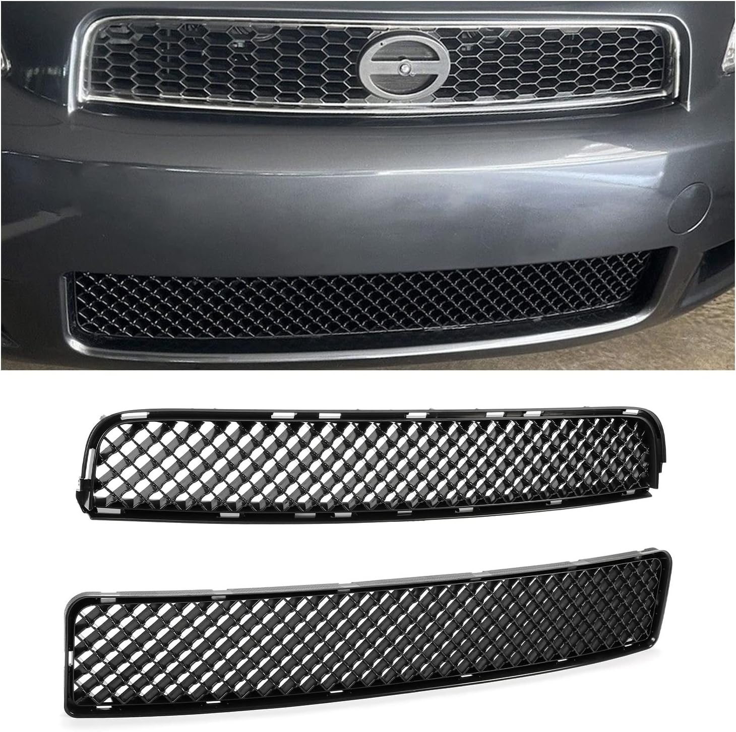 HECASA Parrilla delantera superior e inferior compatible con Scion tC 2005-2010 Cubierta de parachoques de malla para capó de rejilla, color negro,