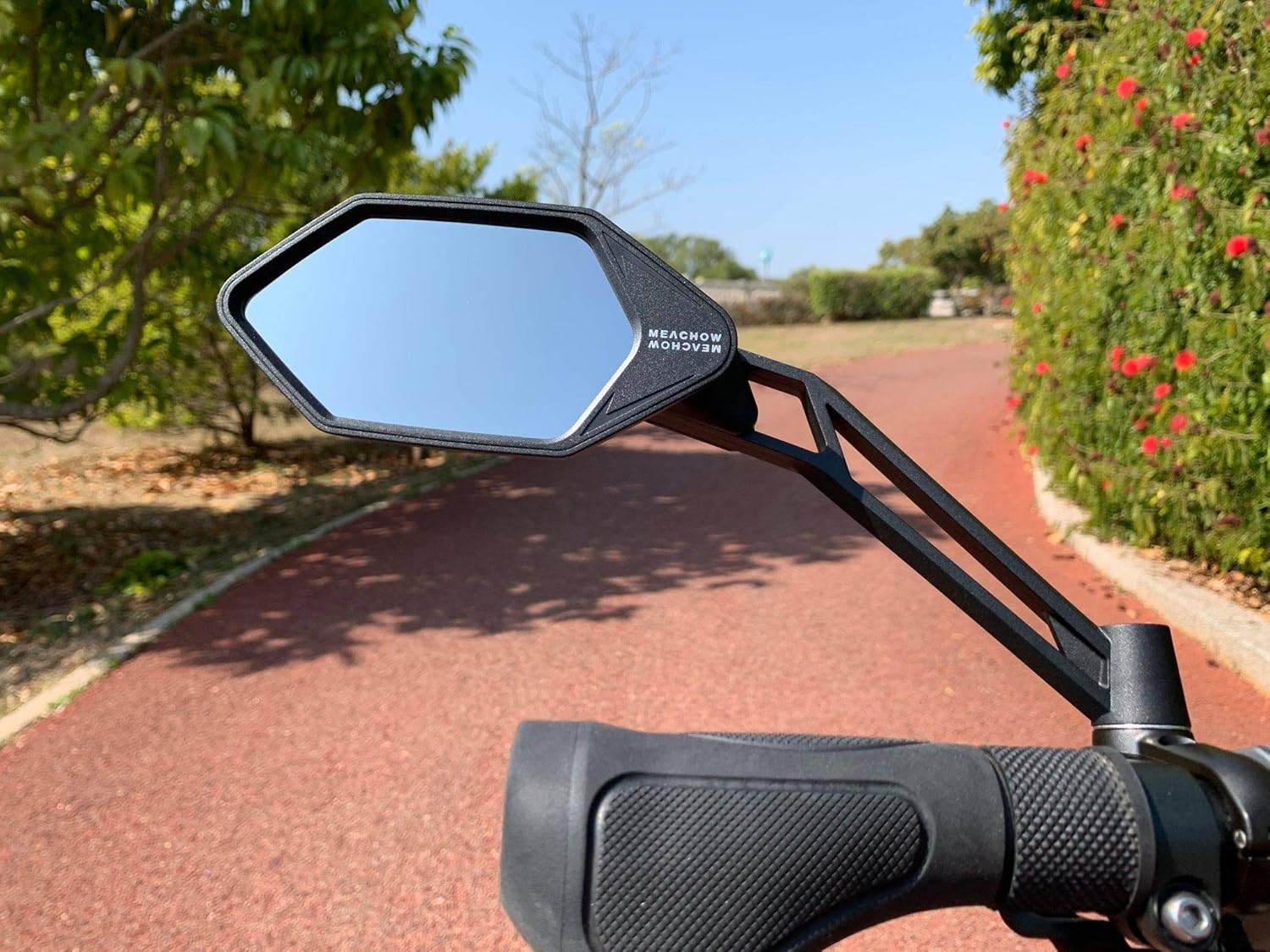 MEACHOW Lente de cristal resistente a los arañazos, espejo de bicicleta para manillar, espejo retrovisor seguro ajustable, espejo de bicicleta (lado