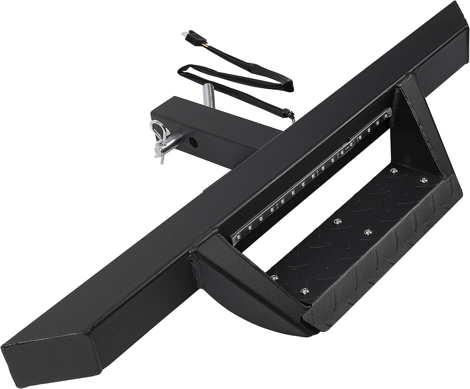 KUAFU Paso de enganche universal con luz de freno LED para receptor de remolque de camión de remolque de camión barra de paso de remolque protector