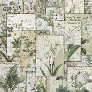 16 hojas de suministros de papel vintage para álbumes de recortes, 4 x 5.7 pulgadas, patrón botánico, papel decorativo para manualidades, papel 16 hojas de suministros de papel vintage para álbumes de recortes, 4 x 5.7 pulgadas, patrón botánico, papel decorativo para manualidades, papel