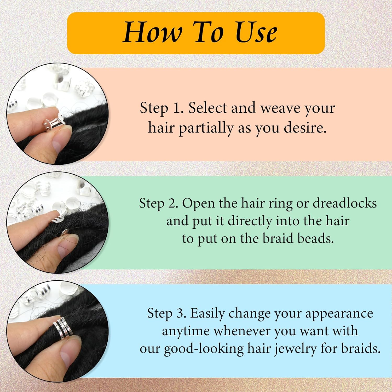 VENOFEN 40 piezas de pulseras plateadas para el cabello, joyería de rastas, para trenzas, aleación de metal, joyería para el cabello, pinzas para