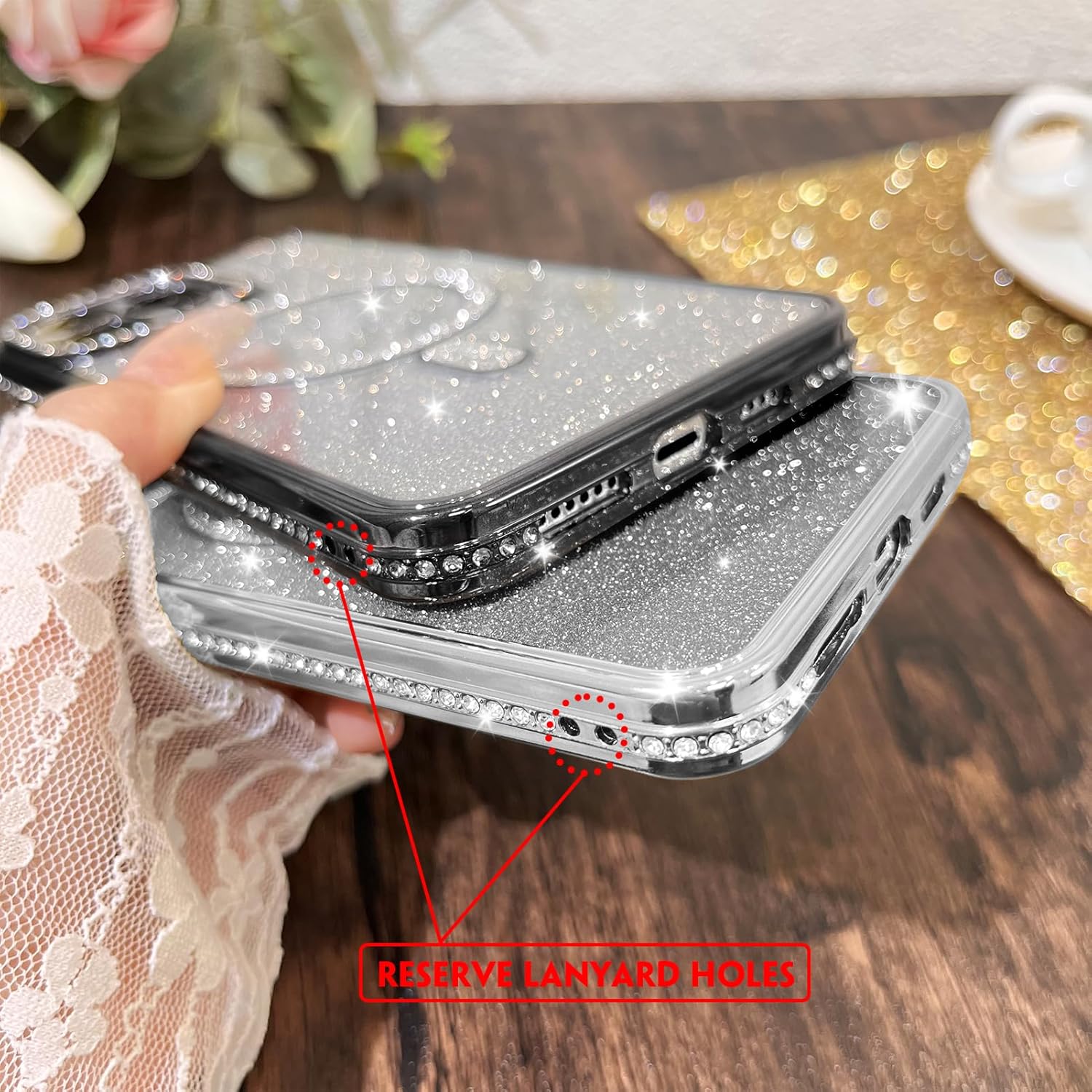 KANGHAR Funda magnética con purpurina degradada para iPhone 15 Pro Max de 6.7 pulgadas, funda de lujo chapada en diamantes de imitación, suave TPU