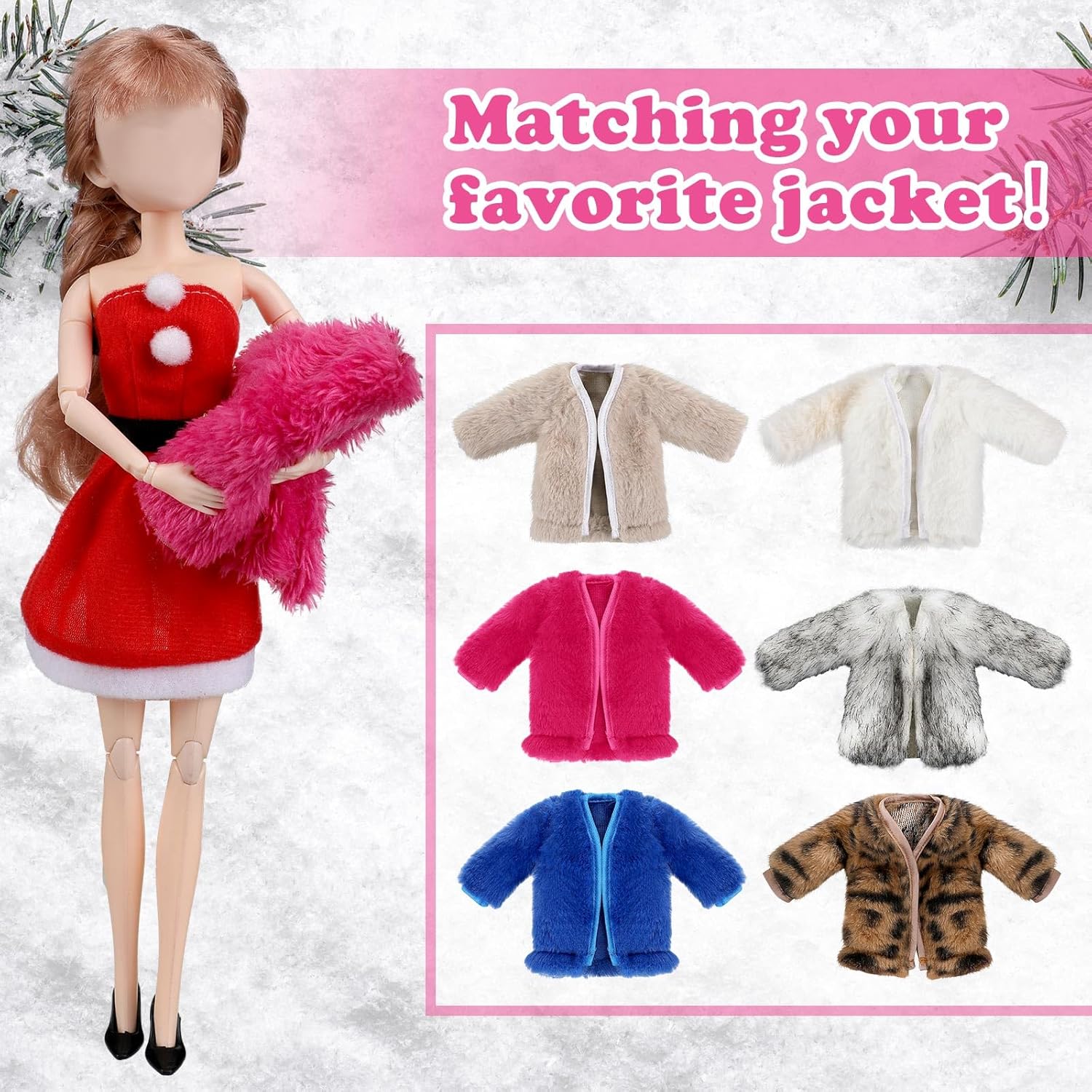 Bencailor 6 piezas de ropa de invierno para muñeca de 11.8 pulgadas, abrigo de diseño de invierno, chaqueta, tops ropa de muñeca de felpa para