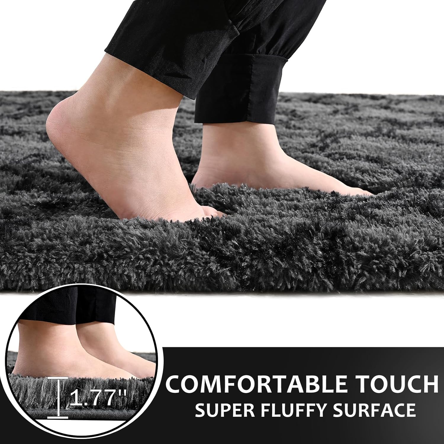 LOCHAS Alfombra de pelo largo de lujo de 3 x 5 pies, alfombra geométrica de felpa esponjosa, alfombra marroquí extrasuave para dormitorio, sala de