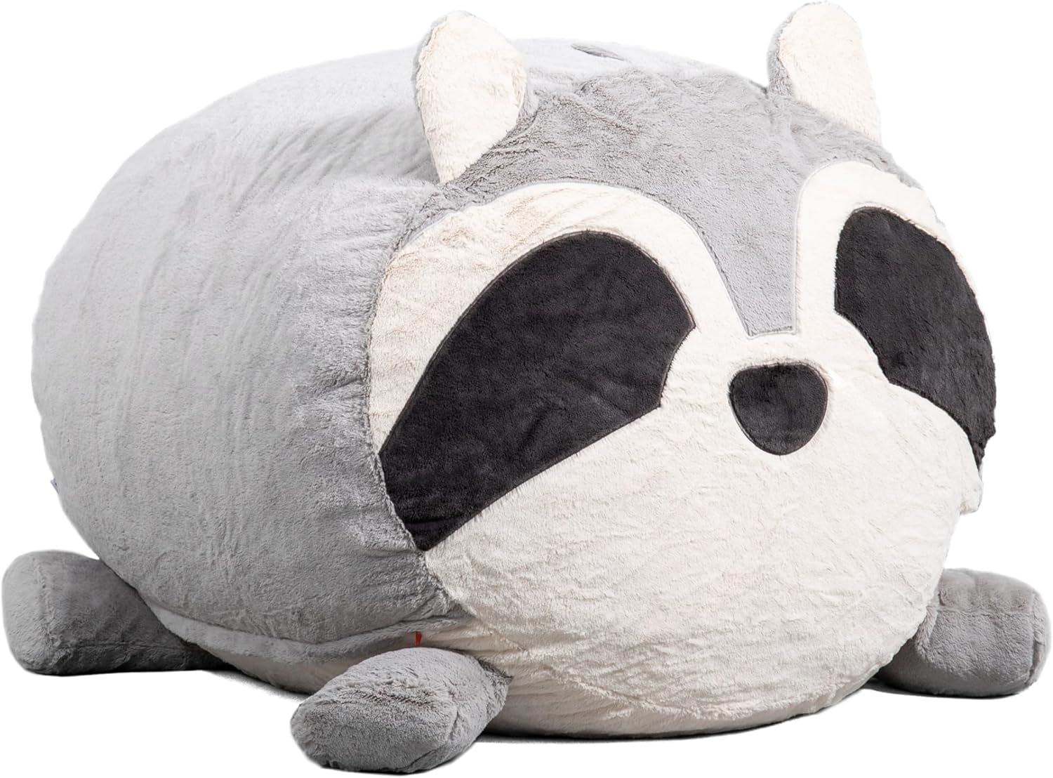 Big Joe Wild Things – Puf de animales relleno de espuma con funda extraíble, Rocky Raccoon Snugglepuff, piel sintética suave, 3 pies de grande