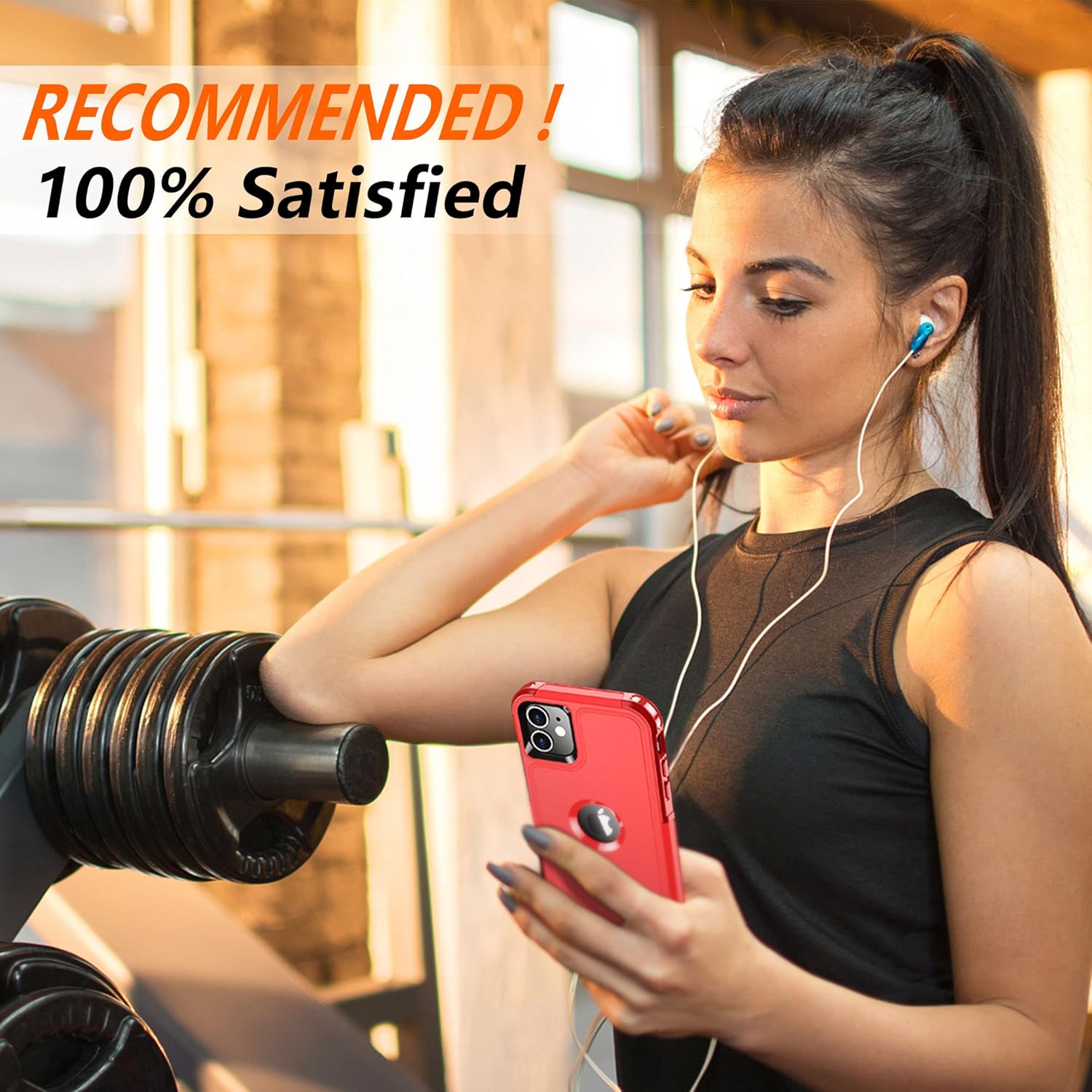 SUPFINE Funda 5 en 1 para iPhone 11, 10 pies militares a prueba de caídas 2 pantallas de vidrio templado, 2 protectores de lente de cámara templada