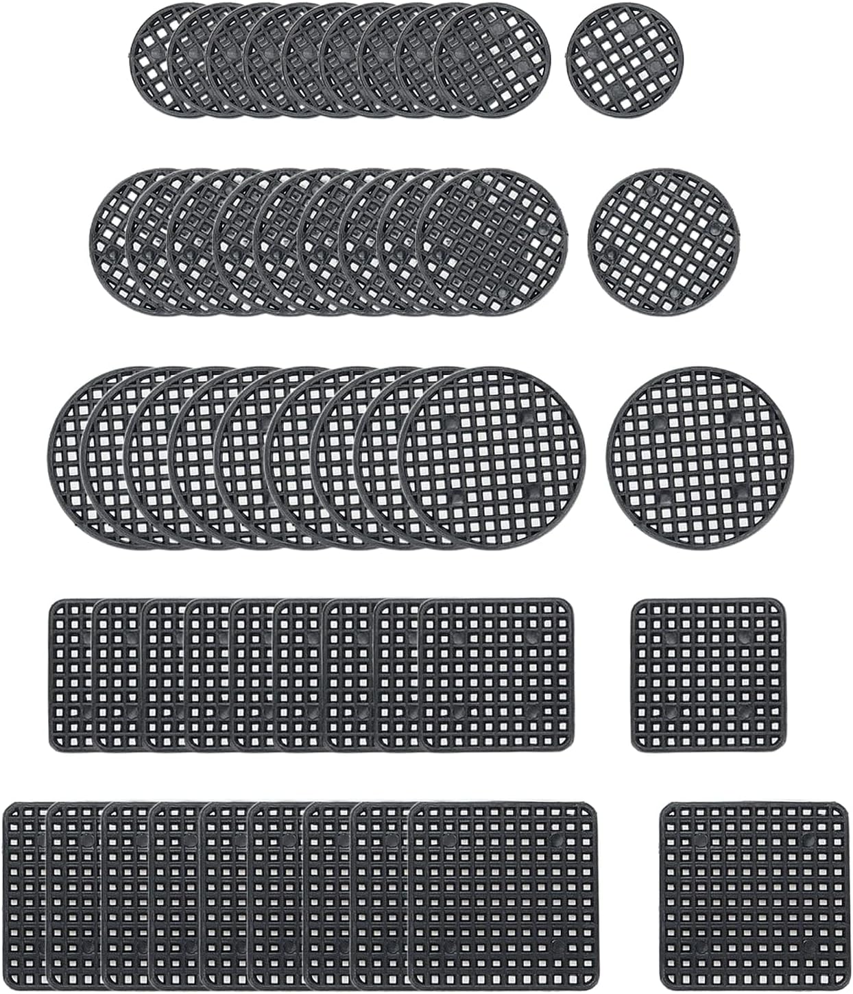 50 piezas de malla para macetas, almohadillas de drenaje de plantas, juntas redondas y cuadradas para agujeros de drenaje para jardinería, maceta, 5