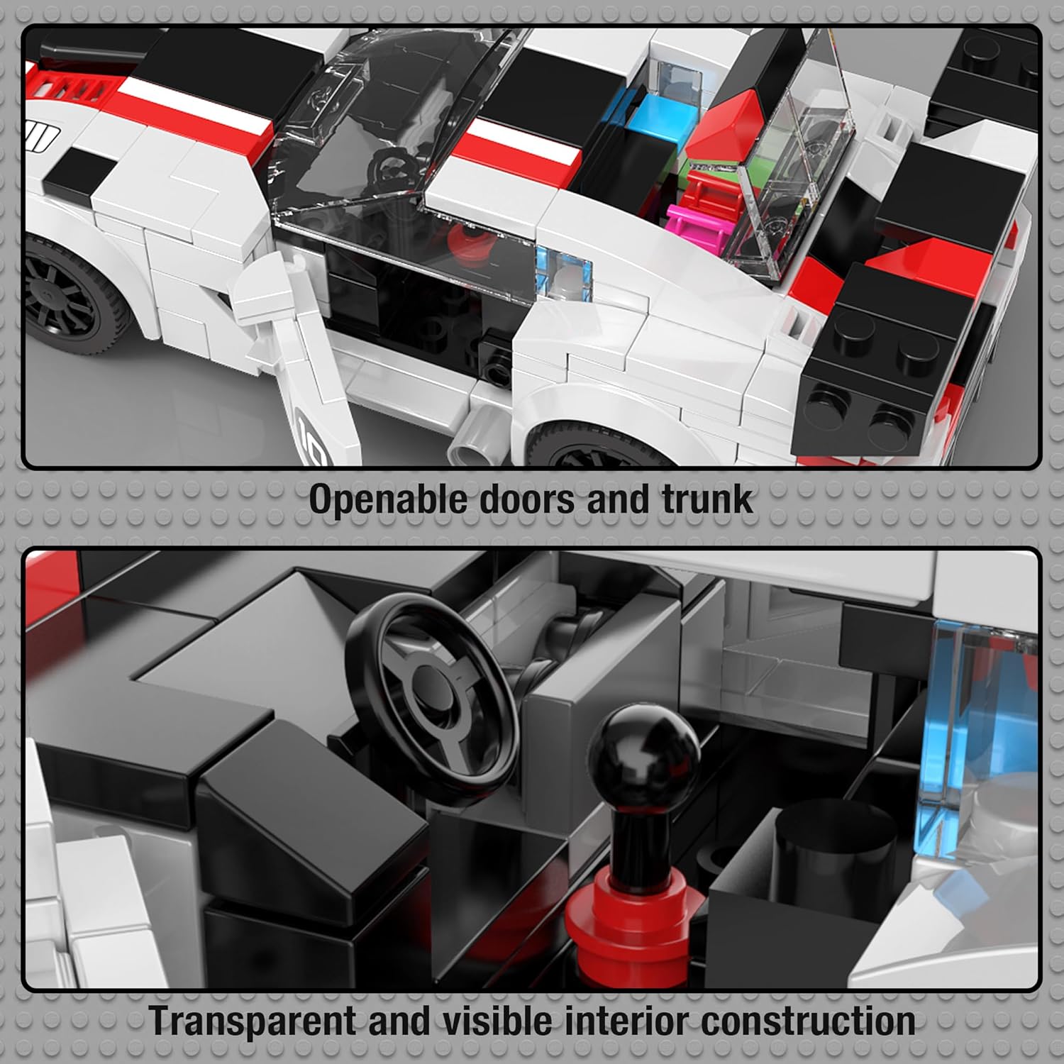 Juego de bloques de construcción de autos de carreras para niños, kit de construcción de súper auto, ladrillos de bricolaje, modelo coleccionable de