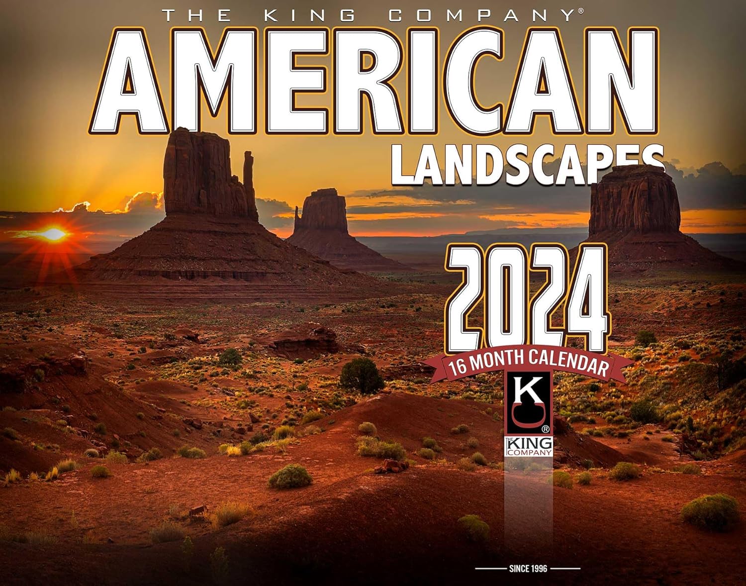 Calendario de pared de paisaje americano 2024, 16 meses, tamaño XL, 14 x 22 pulgadas, calendario Best Of USA por The KING Company-Monster Calendars