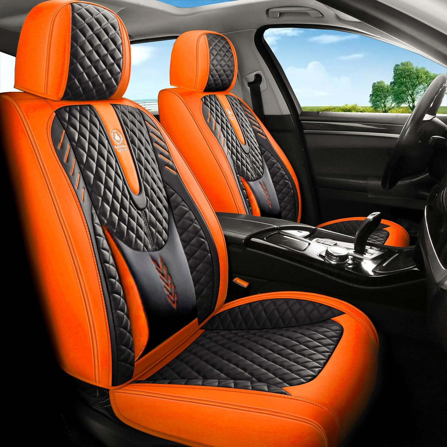 Juego completo de fundas de asiento de automóvil de 5 asientos, ajuste universal, adecuado para la mayoría de automóviles, SUV, bolsas de aire