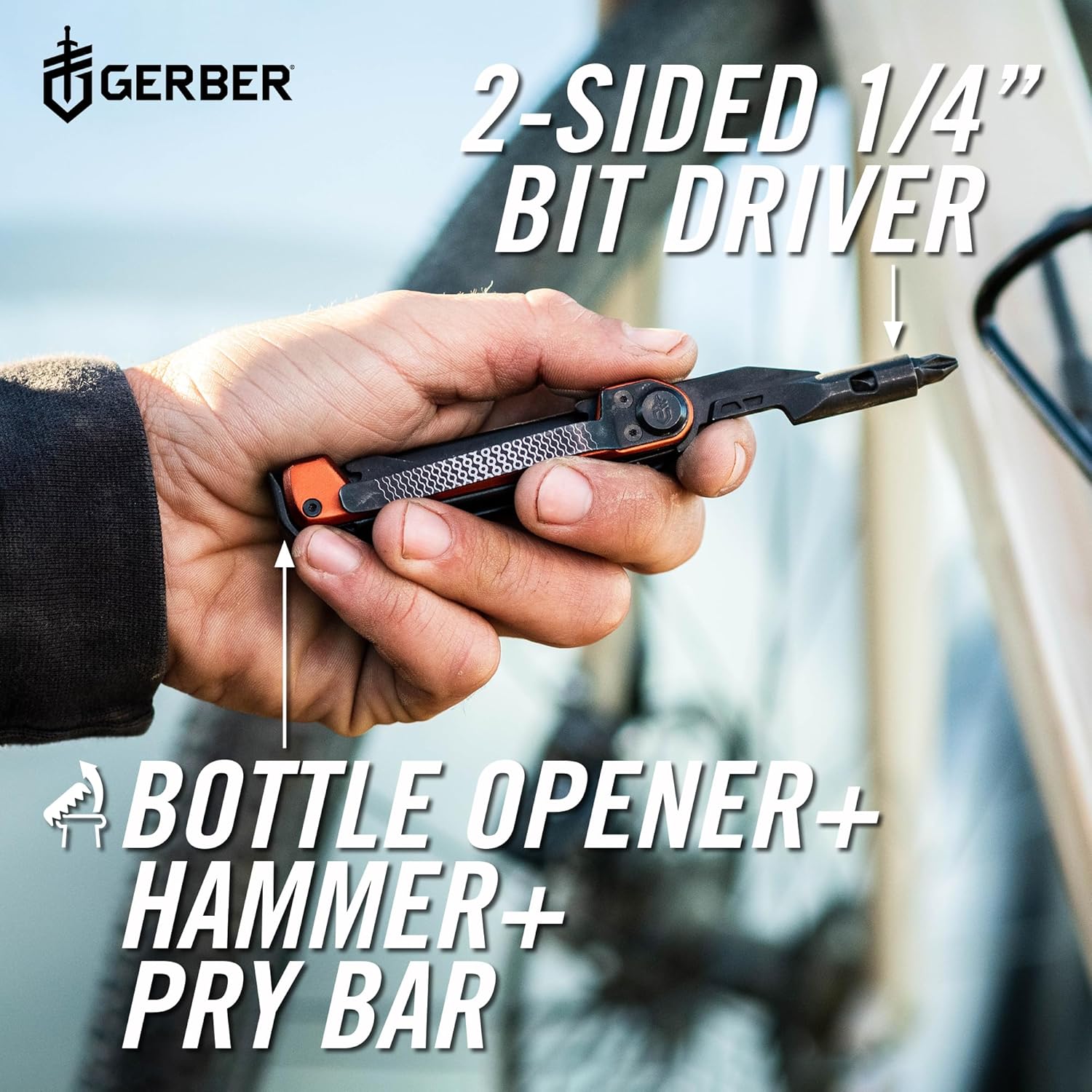 Gerber Gear Armbar Trade – Multiherramienta 8 en 1 – Hoja de borde liso de 2.5 pulgadas, barra de palanca, martillo – Equipo y equipo EDC – Onyx