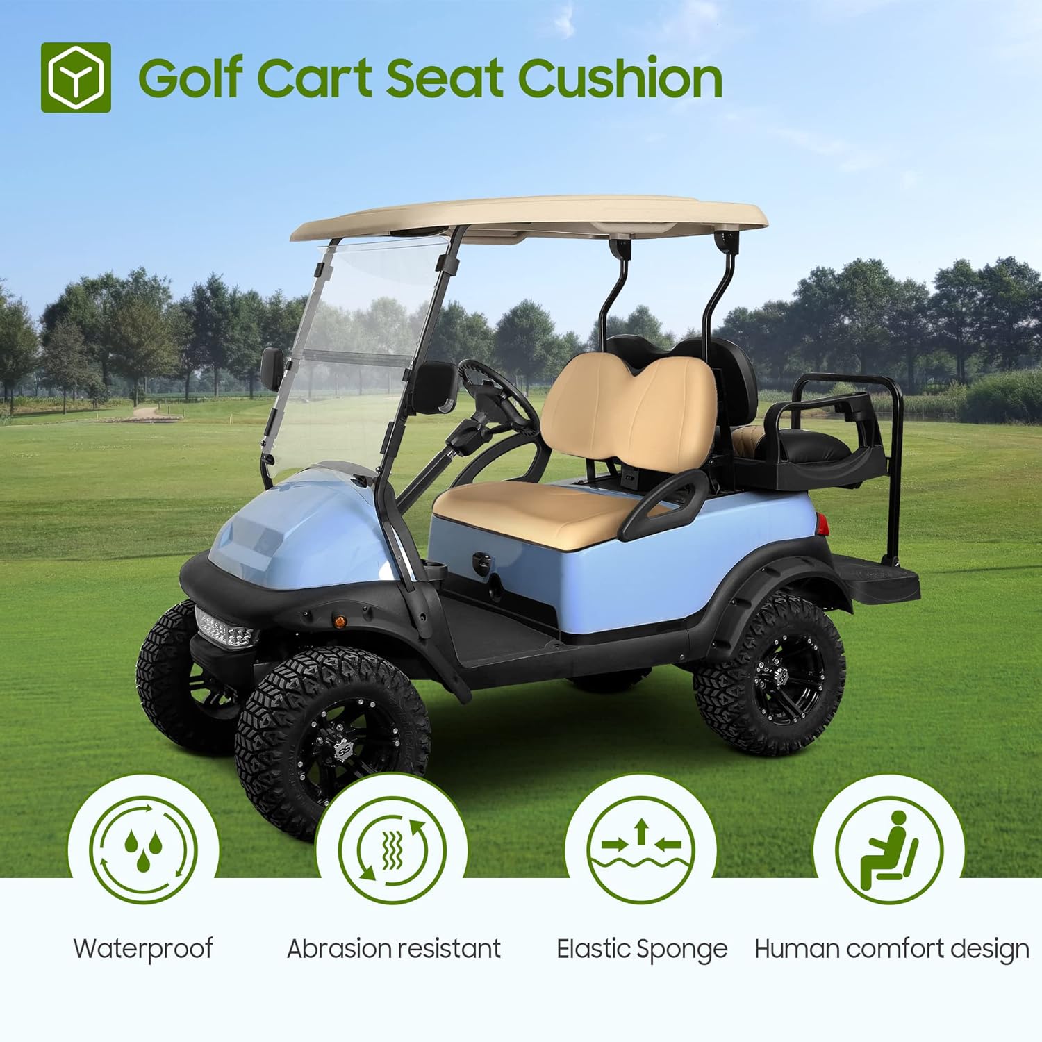 Cojín y respaldo para carrito de golf para carrito de golf Club Car Precedent (2004-2011) Esponja de primera calidad, cómoda y suave