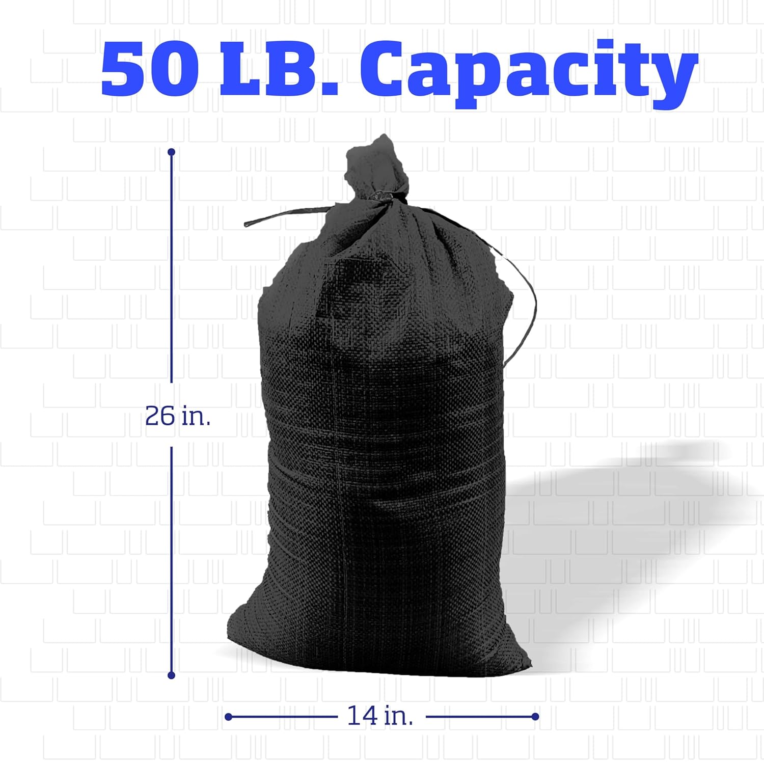DURASACK Bolsas de arena resistentes con cuerdas de amarre, bolsas de arena de polipropileno tejidas vacías para control de inundaciones con 1600