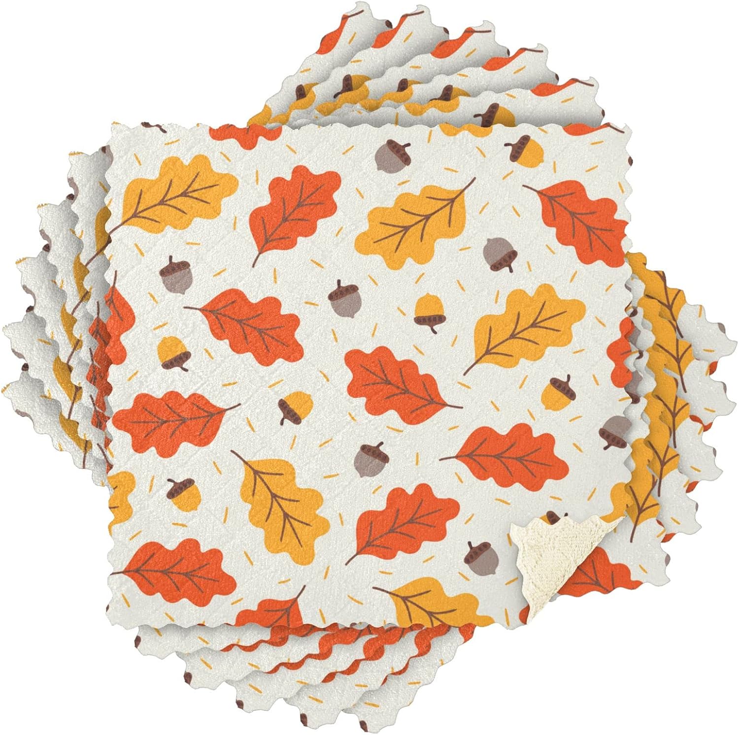 SUABO Paños de cocina de hojas de roble otoñal, paquete de 6 paños de cocina de secado rápido, toallas de limpieza absorbentes para cocina y baño