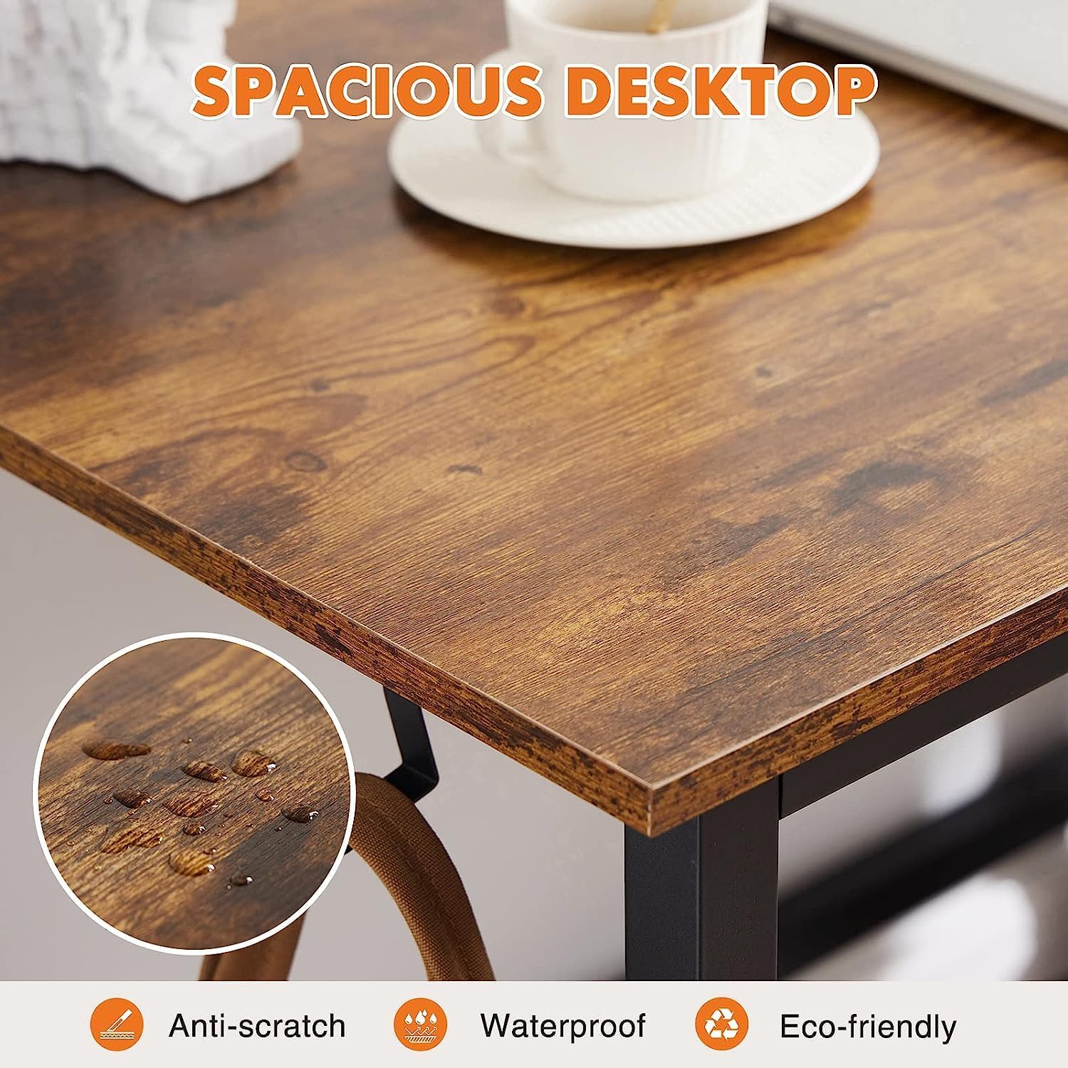 Sweetcrispy Escritorio para computadora, oficina de 48 pulgadas, trabajo de escritura, estudiante, estilo moderno y simple, mesa de madera con bolsa