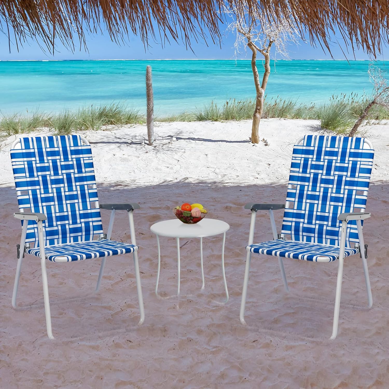HomVent Juego de 2 sillas plegables para patio, silla de playa plegable, silla web portátil, para patio, piscina, playa, césped, para interiores y