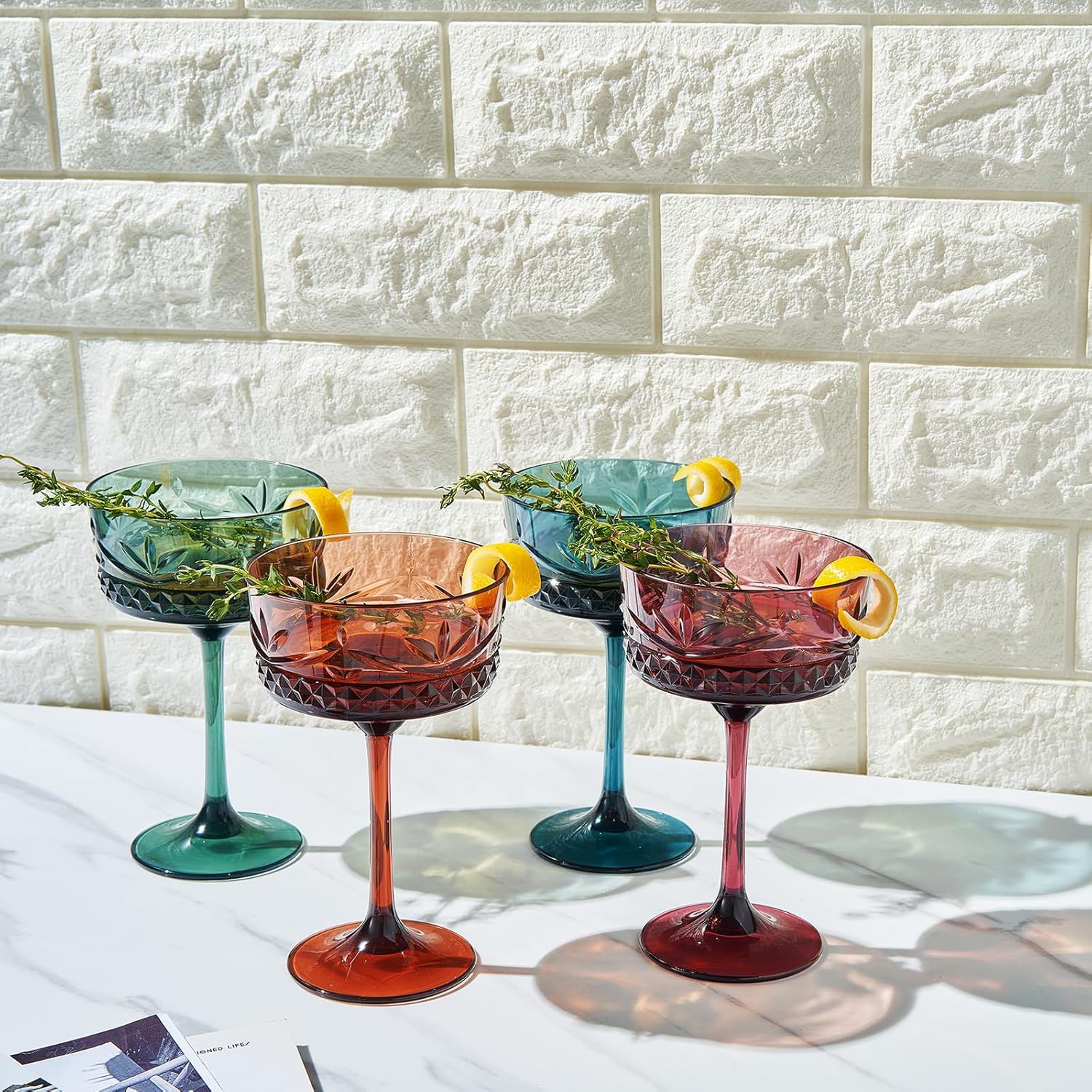 Khen Vasos de cóctel y Martini Coupé de Tritan inastillables, resellables  Juego de 4 vasos de cristal similar, reutilizables, irrompibles e