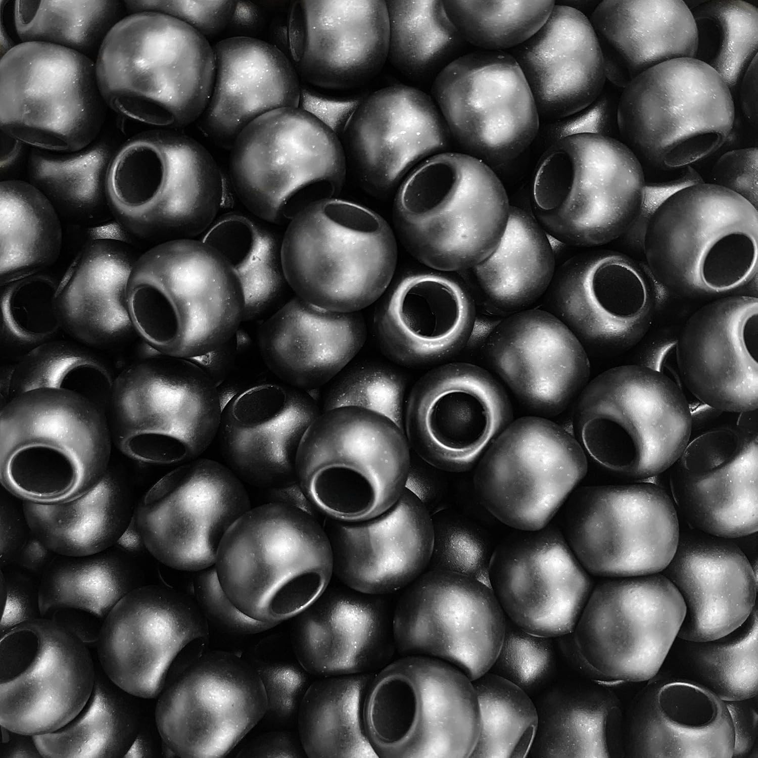 300 cuentas de agujero grande de acrílico metálico negro mate de 0.472 in con agujero de 0.224 in