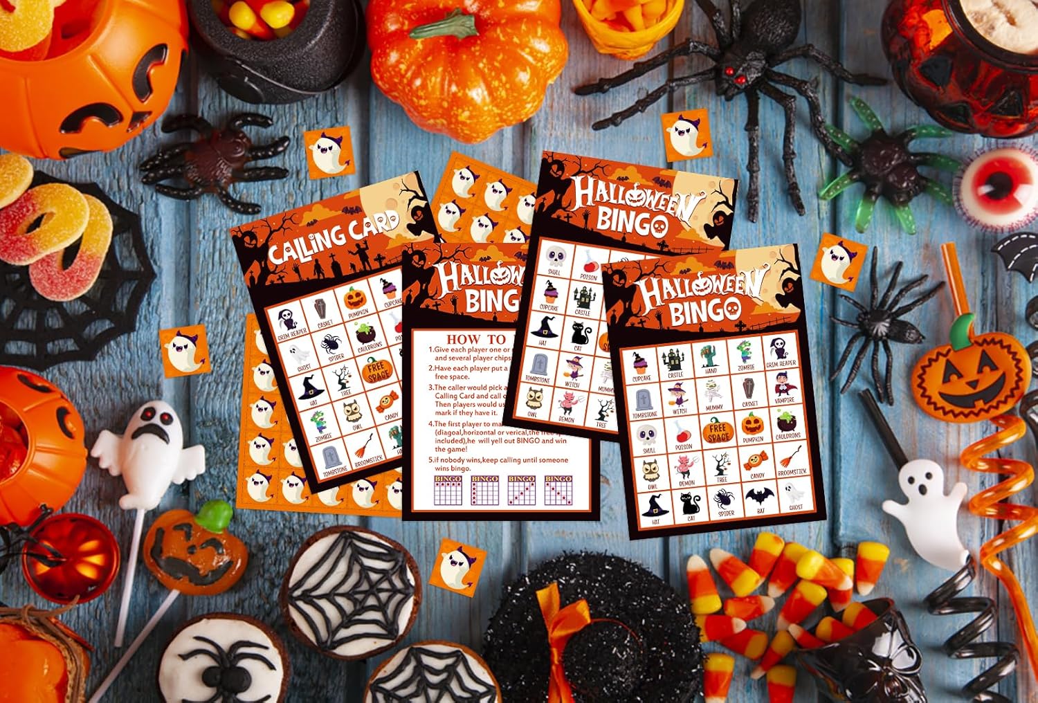 FLYAB Tarjetas de juego de bingo de Halloween para niños y adultos, 26 jugadores, juegos de fiesta de Halloween para niños, tarjetas de bingo de