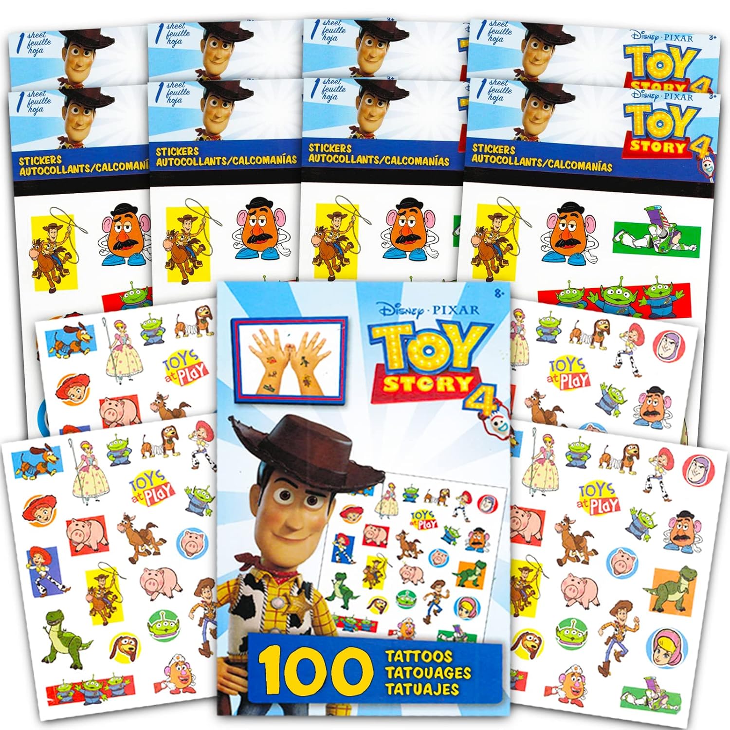 Disney Pixar Toy Story – Juego de calcomanías y tatuajes para fiestas  200 tatuajes temporales y calcomanías de Toy Story (suministros de fiesta de