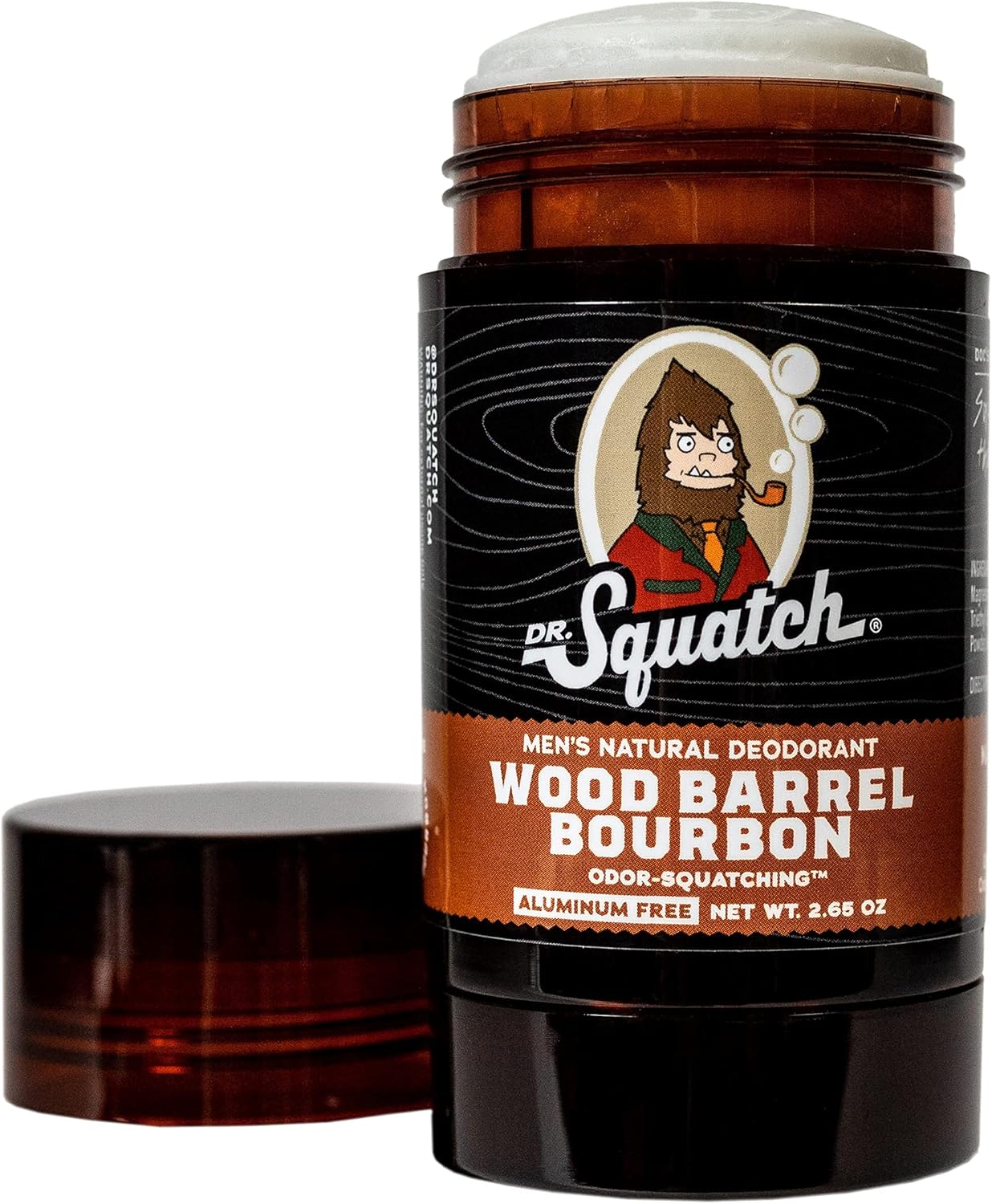 Dr. Squatch Desodorante natural para hombres  Desodorante para hombre sin aluminio, barril de madera Bourbon 2.65 oz (paquete de 1)