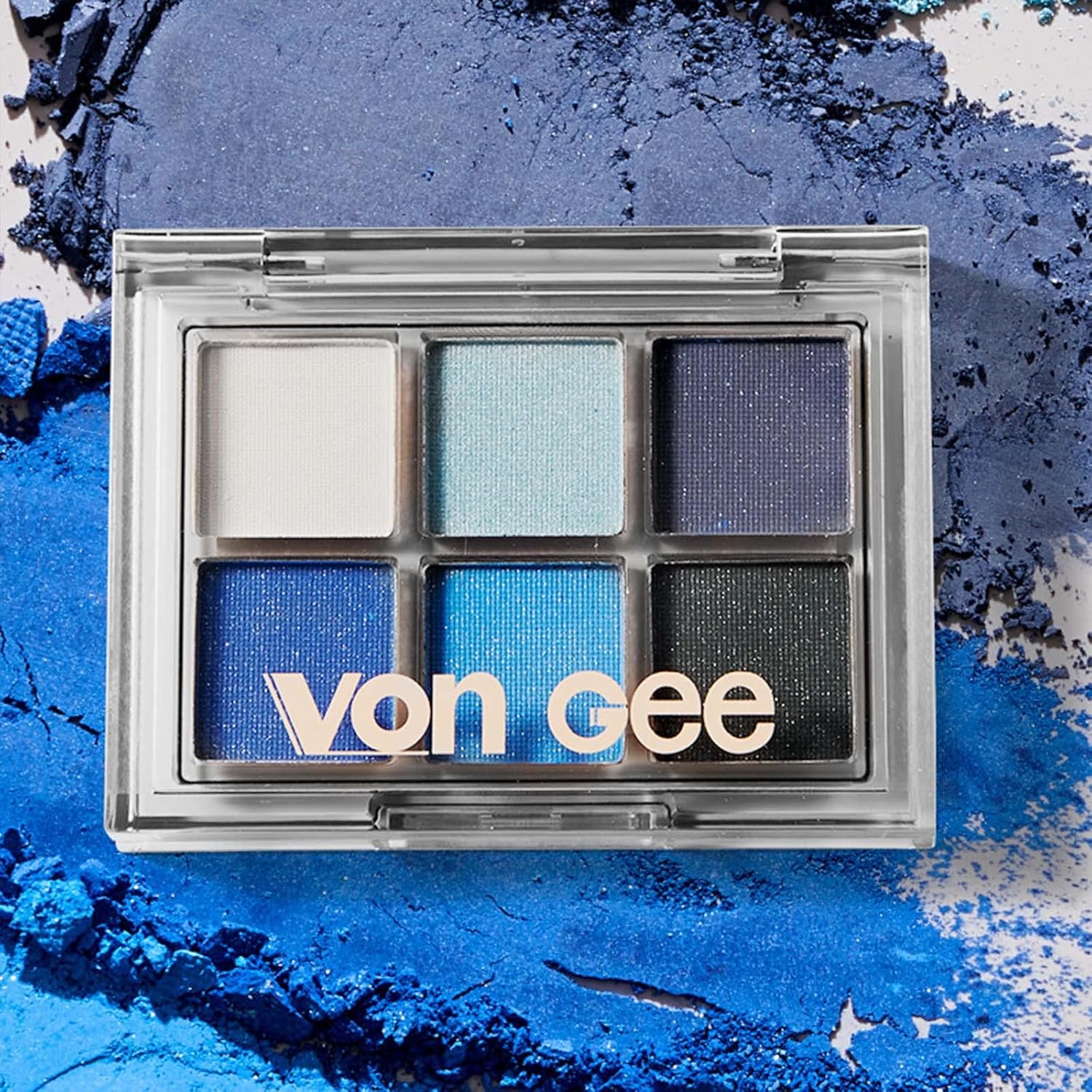 Paleta de sombras de ojos ahumadas, 6 colores fríos paleta de sombra de ojos con purpurina Klein Blue Black Paleta de sombra de ojos Maquillaje