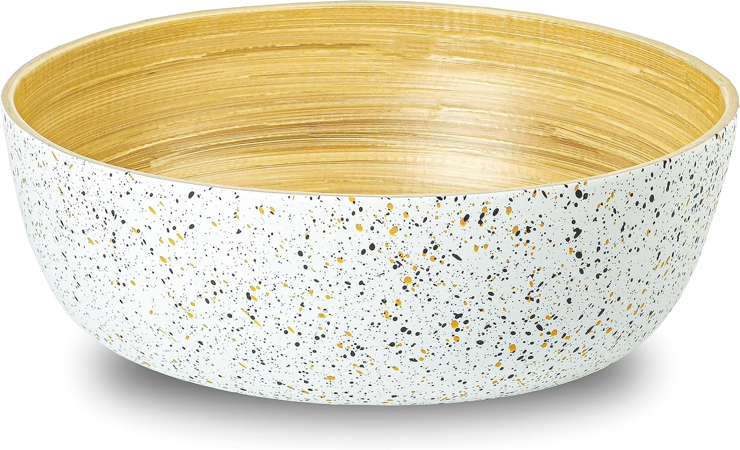 Jungle Culture Ensaladera grande de bambú  Frutero blanco  Tazones de madera para mezclar  Cuencos decorativos de decoración del hogar Pasta,