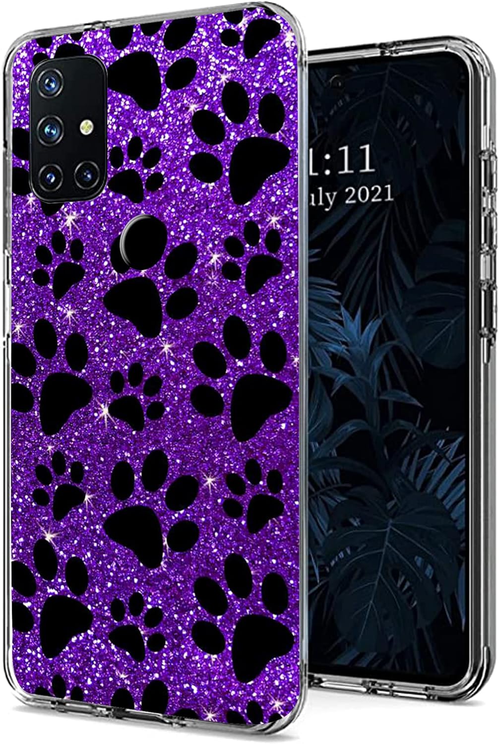 Funda compatible con OnePlus Nord N10 5G, funda de TPU delgada y negra con protección contra caídas de patas de perro, a prueba de golpes, regalo