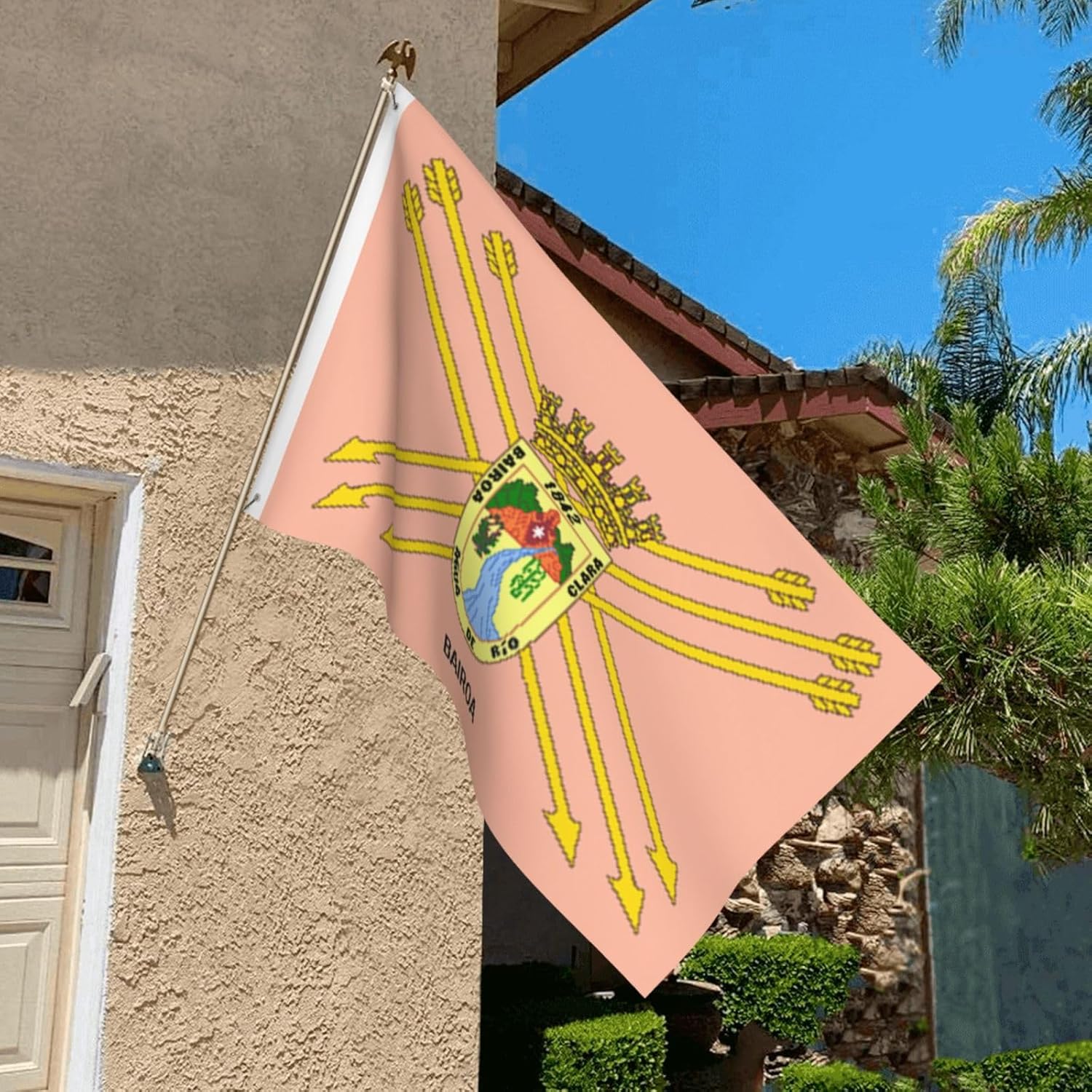 Bandera de Bairoa de doble cara (Caguas, Puerto Rico) de 3 x 5 pies, banderas para exteriores, banderas decorativas duraderas para interiores y
