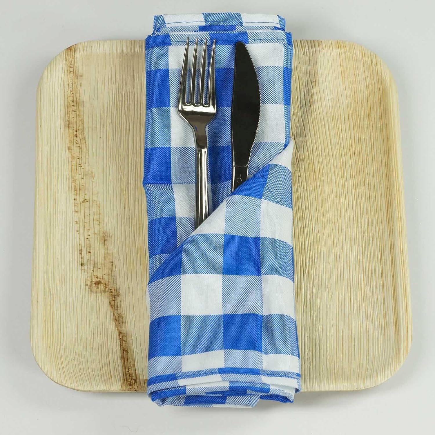 Efavormart – Paquete de 25 servilletas de tela escocesa azulblanco, estilo guingán, 15 x 15 pulgadas